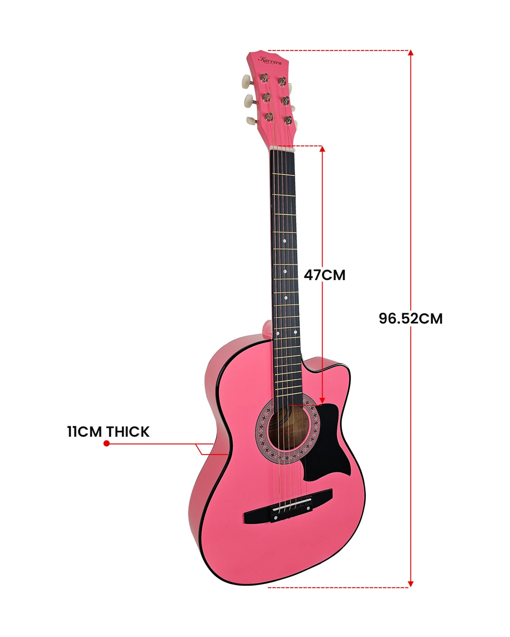 2 Karrera 38in Cutaway Acoustic Guitar with Guitar Bag - Pink, 2 of 5