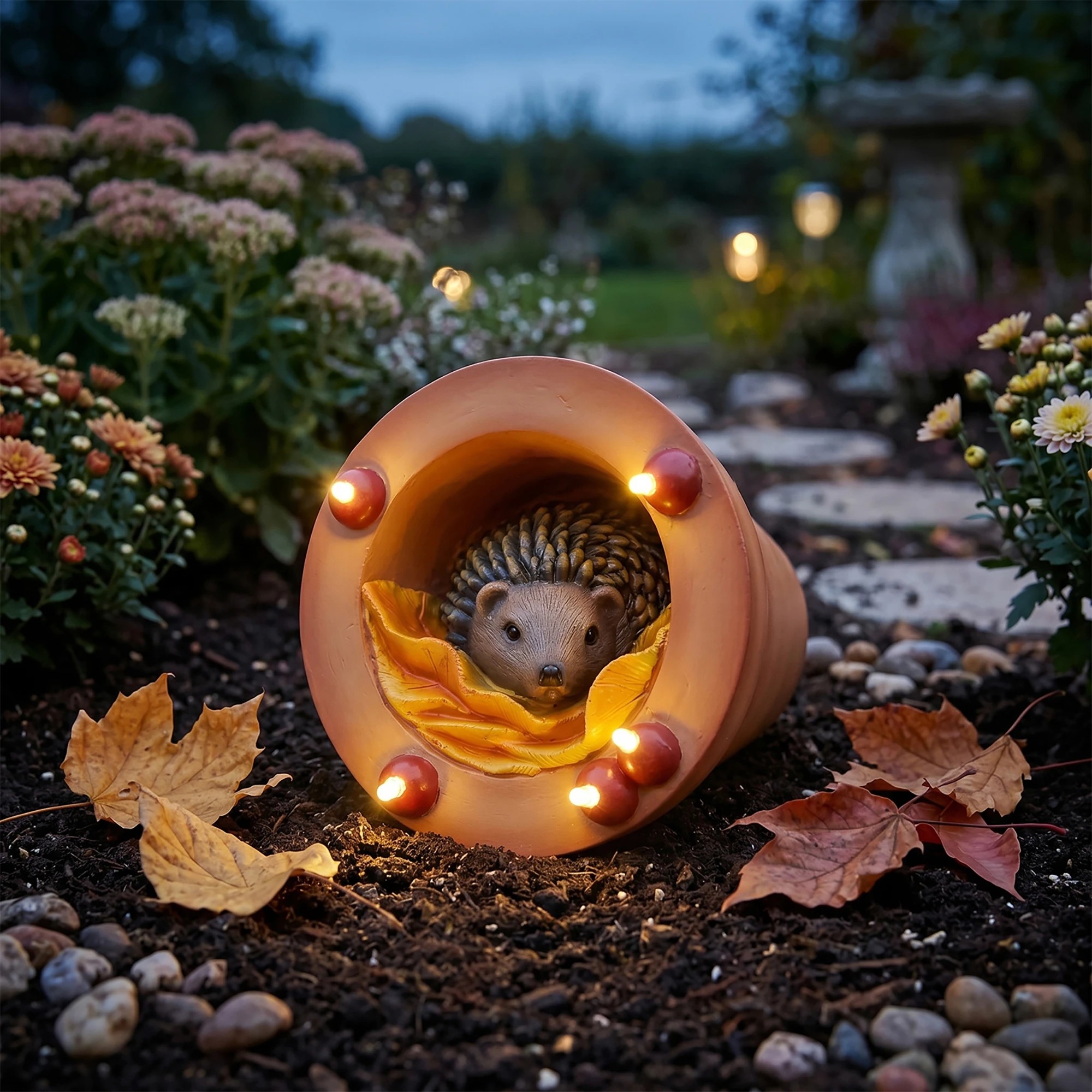 7 Emitto Hedgehog Solar Garden Statue Light Outdoor Ornament Hand Painted Decor, 7 of 8