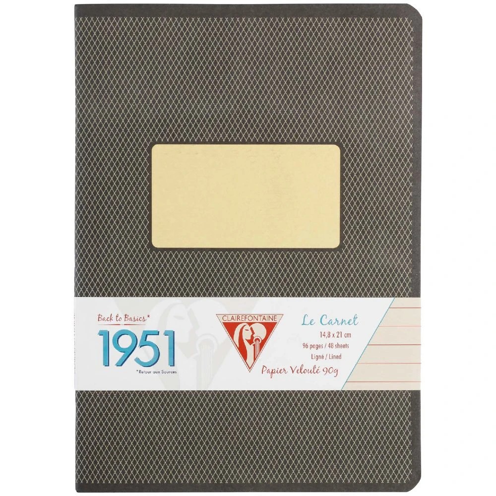 1 Clairefontaine 1951 A5 Stapled Notebook Ruled 96 Page Black, 1 of 6