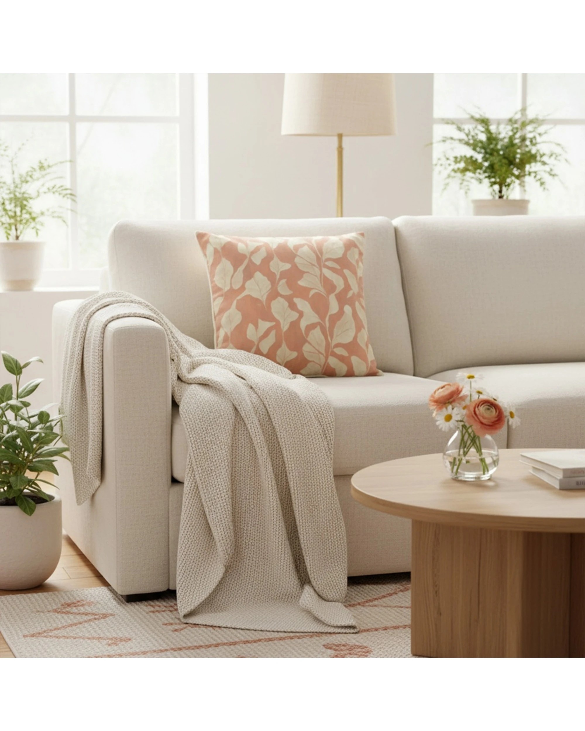 2 Urban Style Cushion Decorative Throw Pillow Terracotta Leaves 45x45cm - Orange, 2 of 6