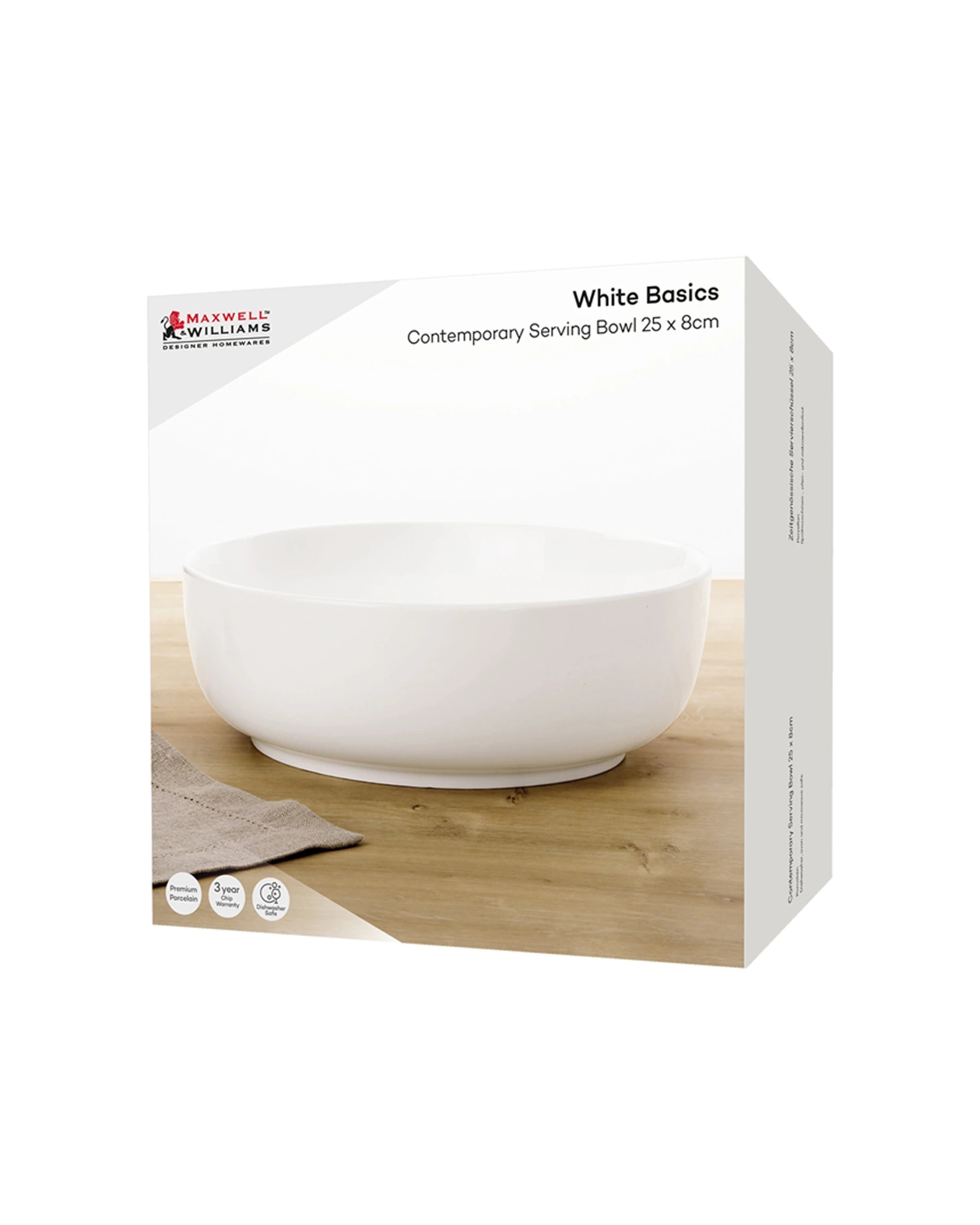 2 Maxwell & Williams Serving Bowl Contemporary Porcelain 25cm X 8cm Dinnerware - White, 2 of 3