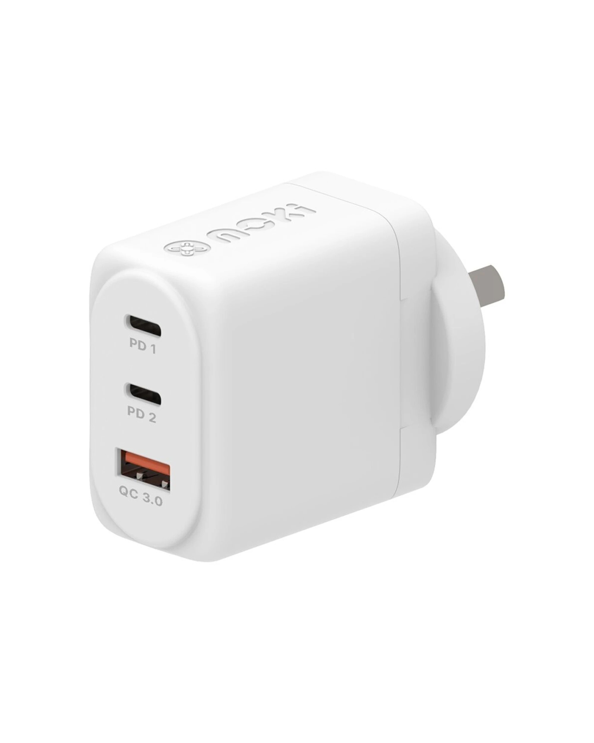 1 Moki AU/NZ PD GaN Wall Charger 2 USB-C Ports USB-A Quick-Charger 65W - White, 1 of 4