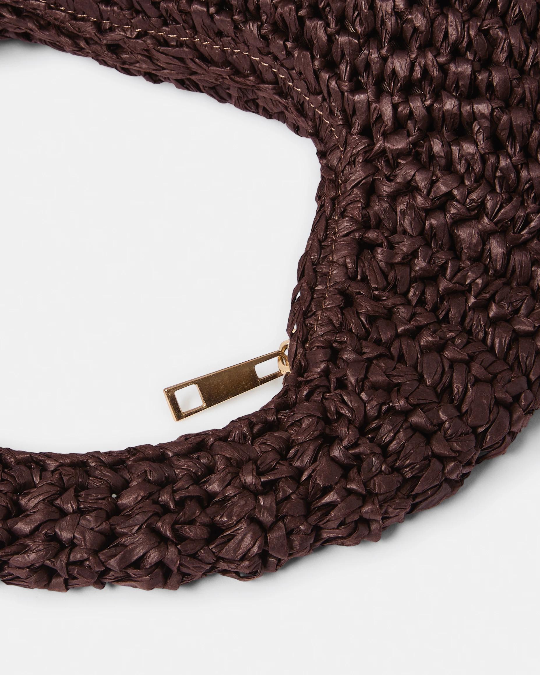 3 Round Straw Clutch Brown, 3 of 4