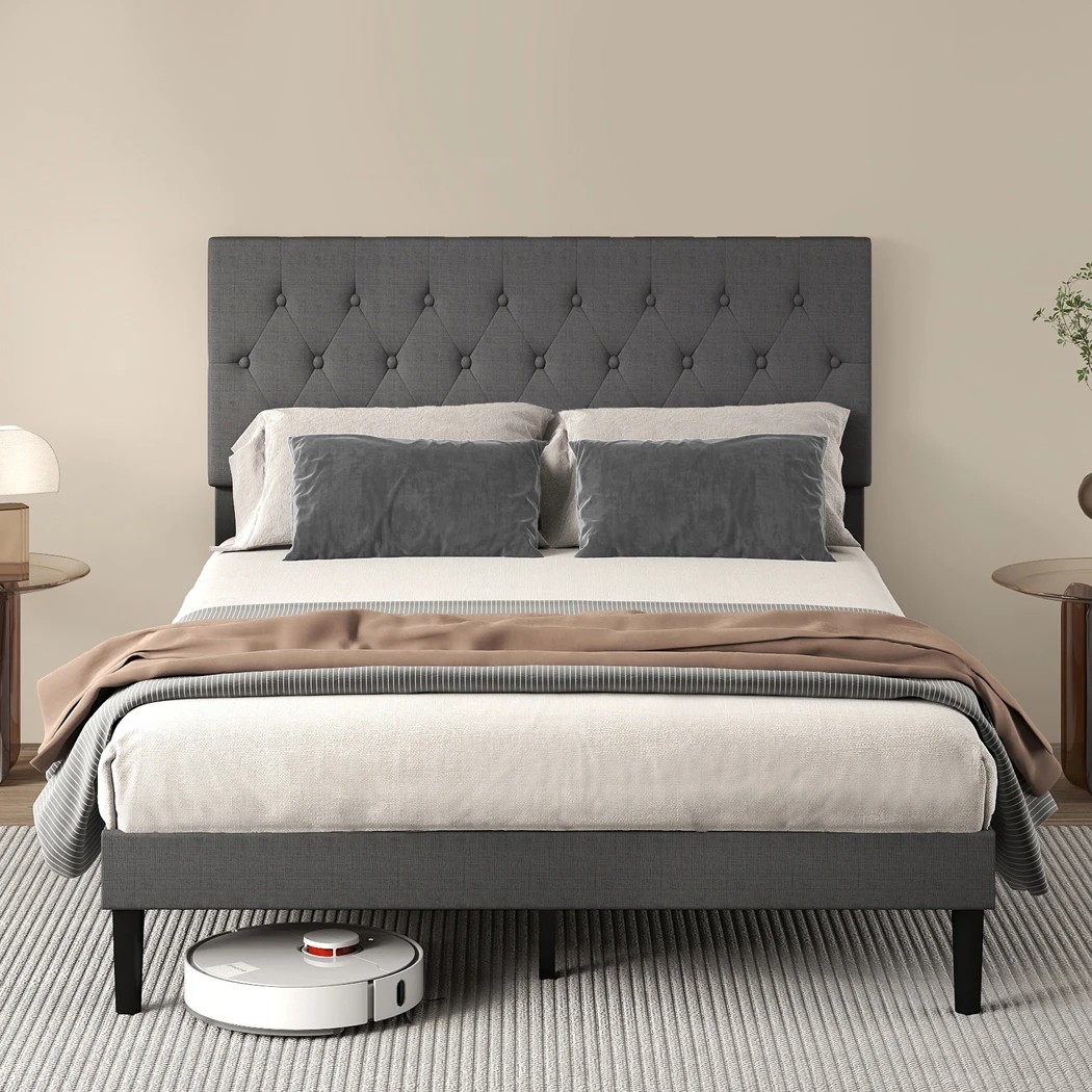 8 Levede Queen Size Bed Frame Upholstered, 8 of 8