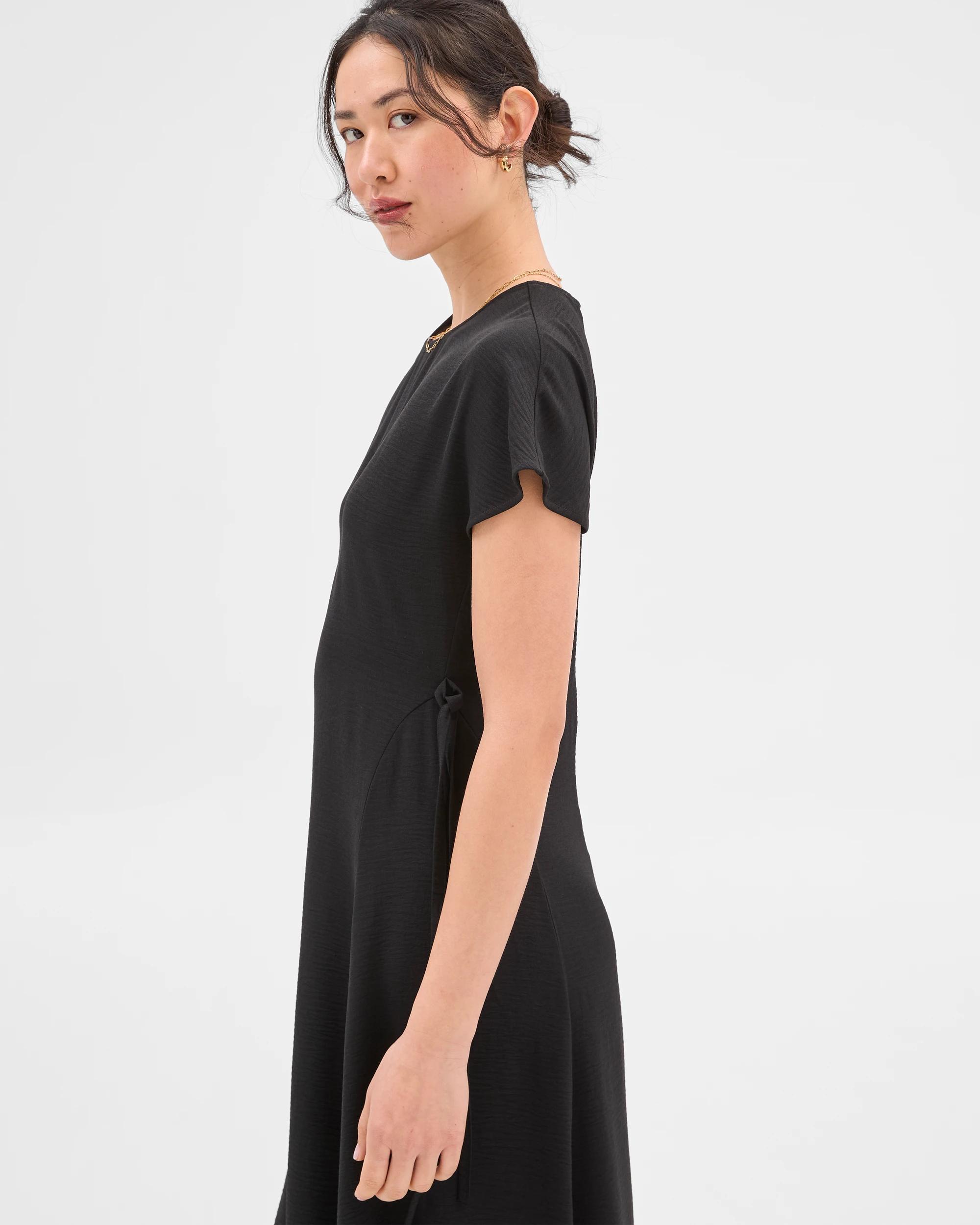 2 Tie Waist Midi Dress - Preview BLACK, 2 of 8