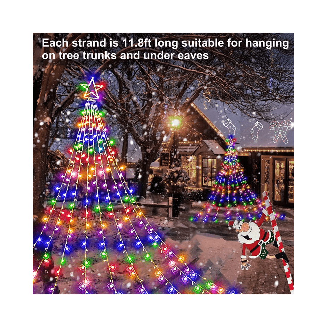 4 Advwin 3.5M * 9 Lines 350 RGB LED String Fairy Lights Five-Pointed Star 8 Modes Christmas Decor, 4 of 7