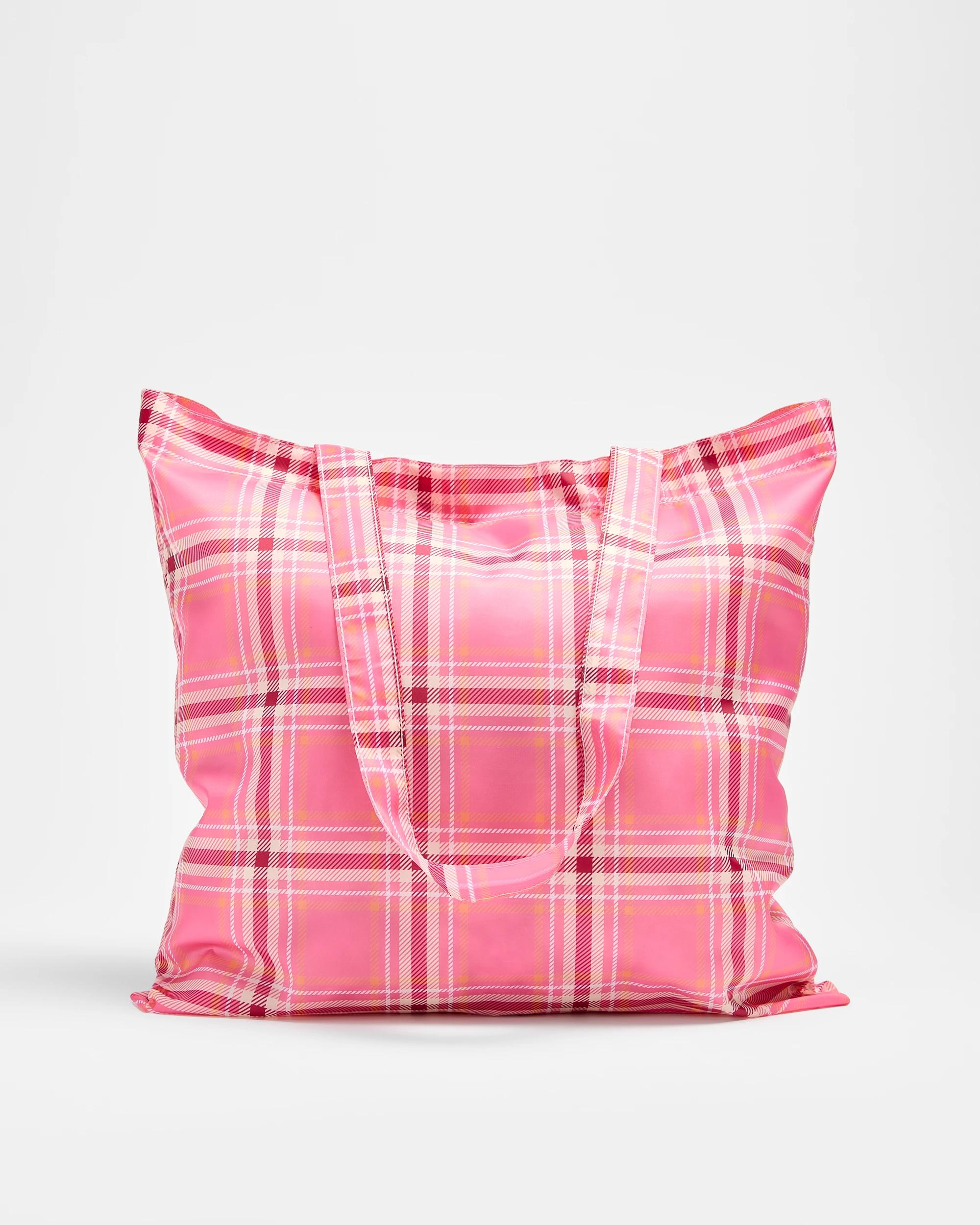 1 Target Fold Up Shopper Tote Bag PINK CHECK, 1 of 3