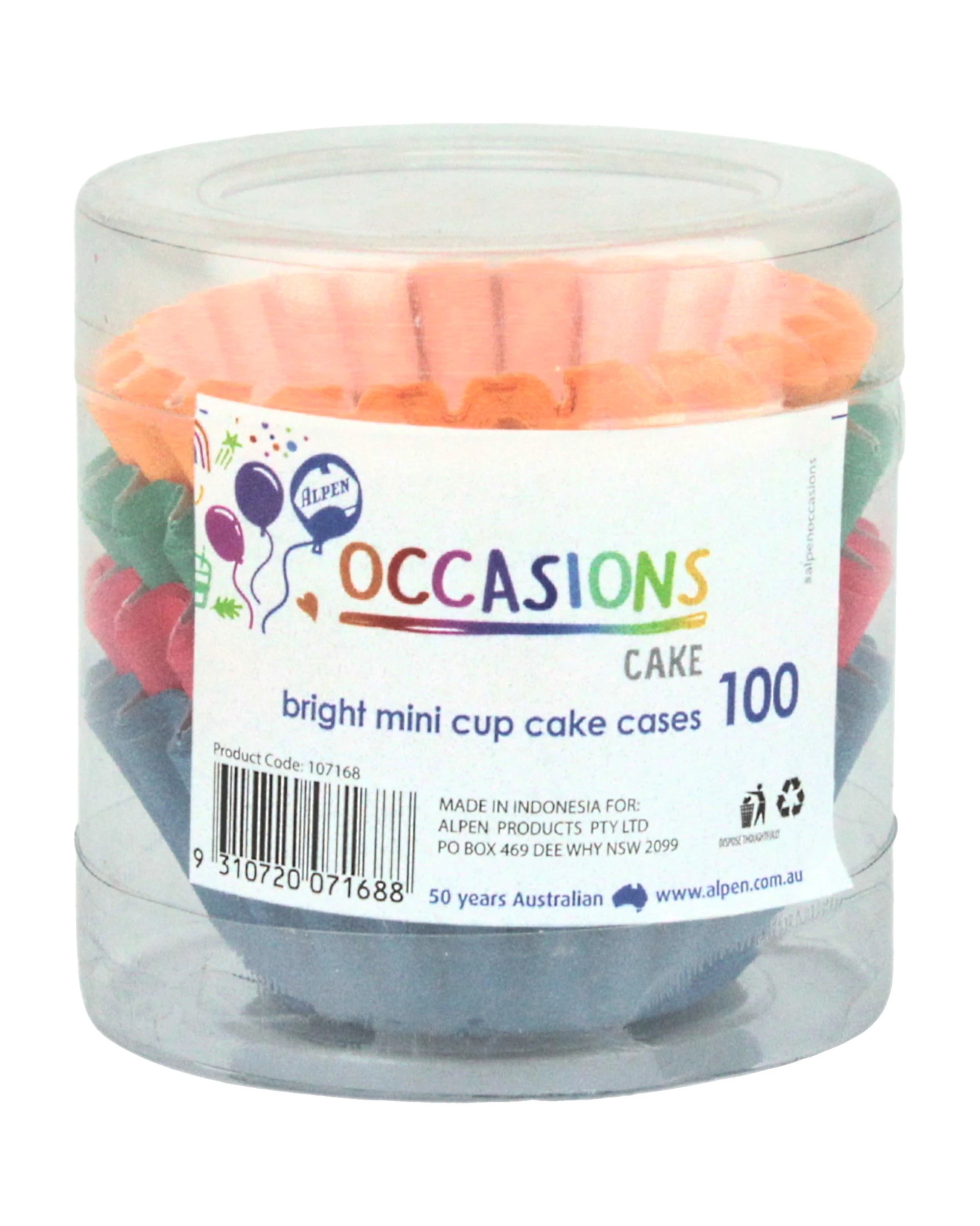 3 Alpen Bright Mini Baking Cups 30mm Pack of 100 - Assorted, 3 of 3