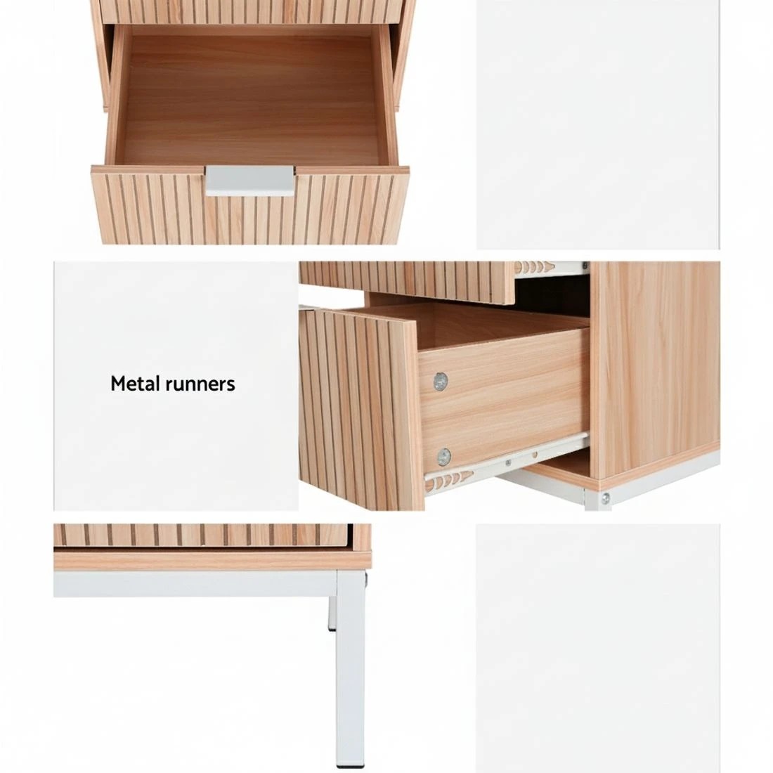 6 Artiss Bedside Table 2 Drawers - Natural, 6 of 6