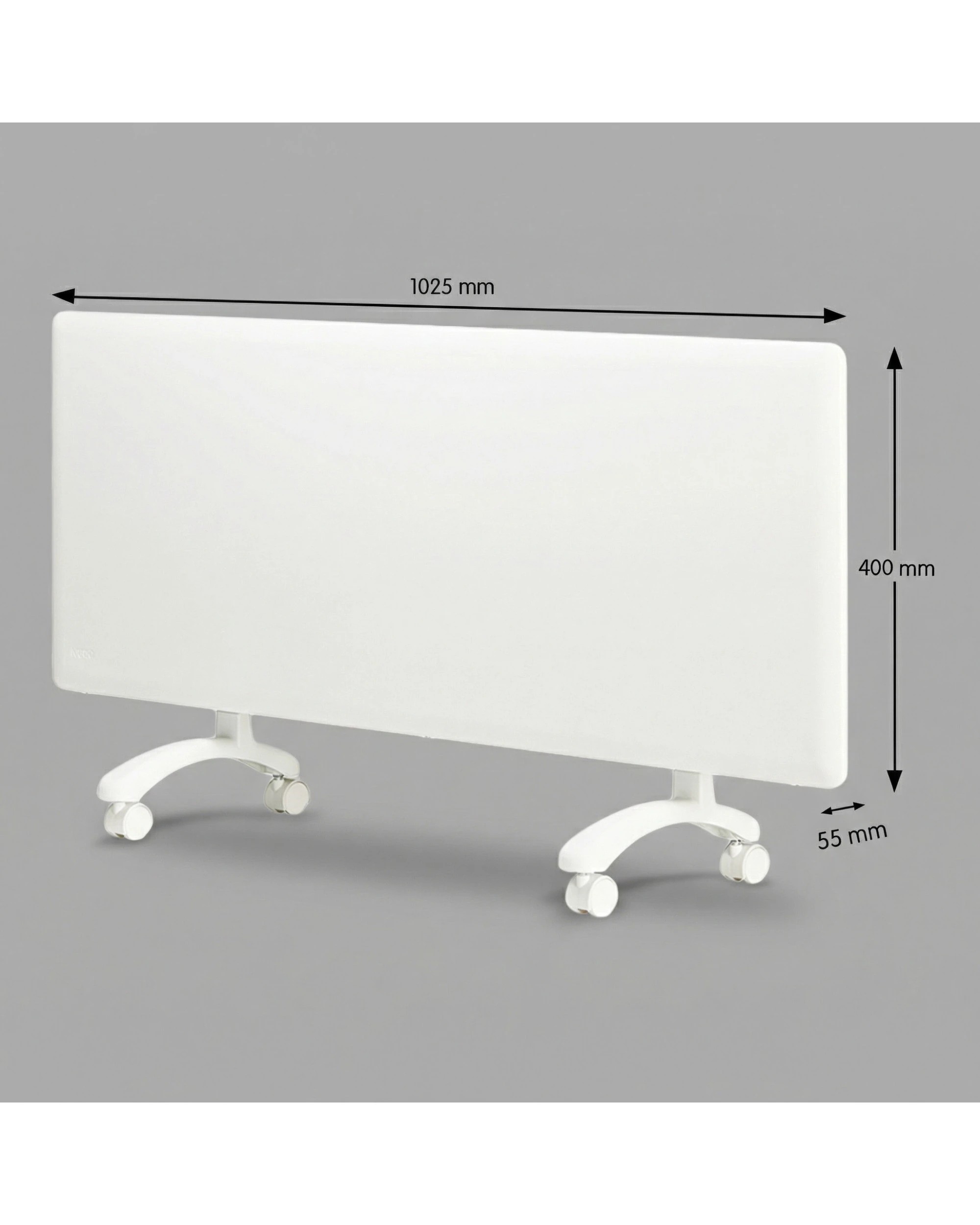 3 Nobo 1500W Electric Panel Heater with Thermostat and Castors - White, 3 of 8