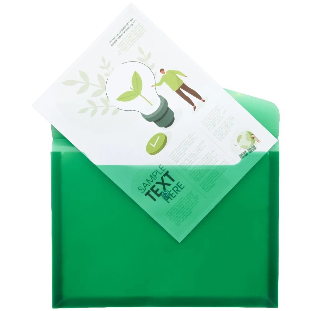 4 J.Burrows A4 Button Document Wallet Green, 4 of 5