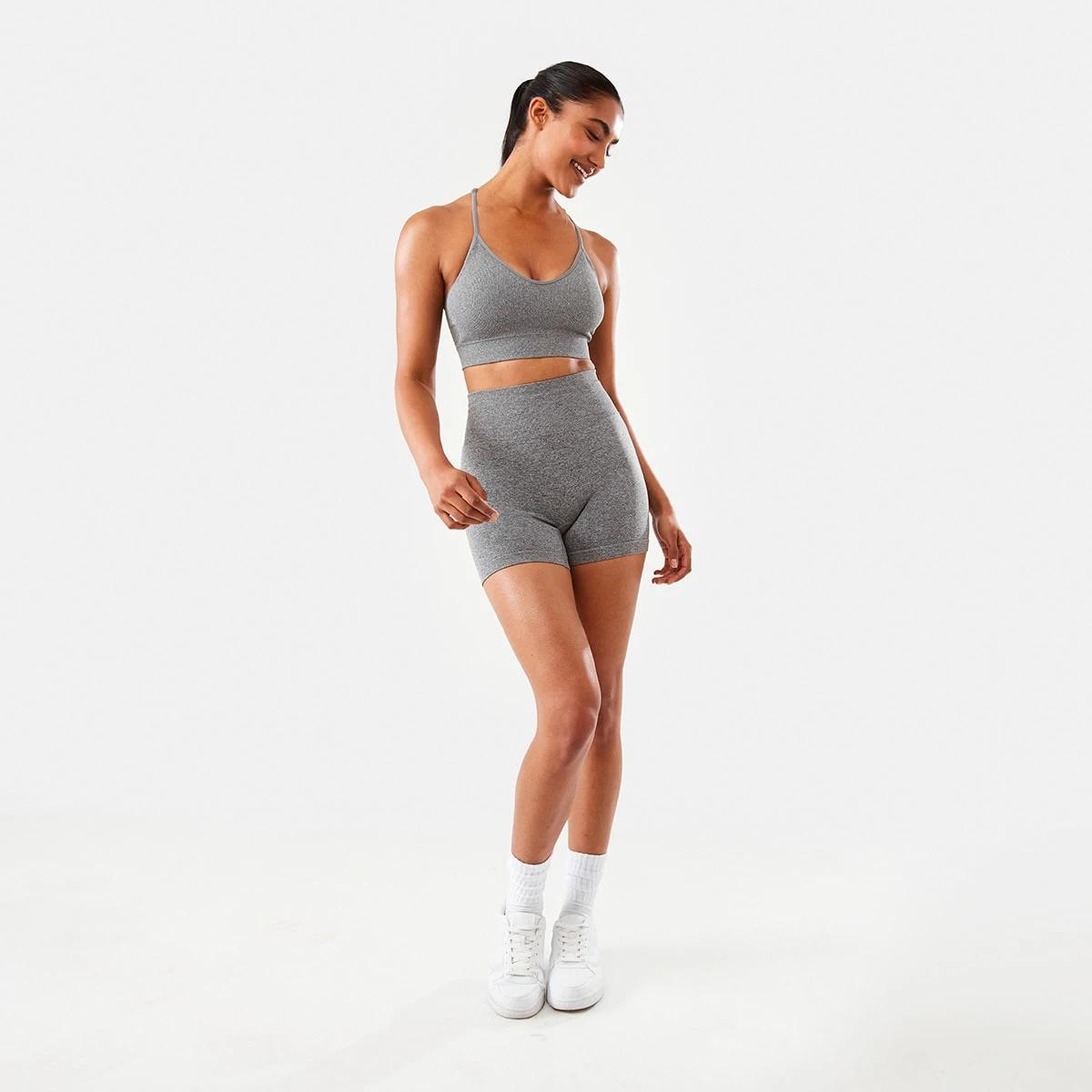 2 Active Womens Youth Tape Shorts SOFT GREY MARLE, 2 of 8