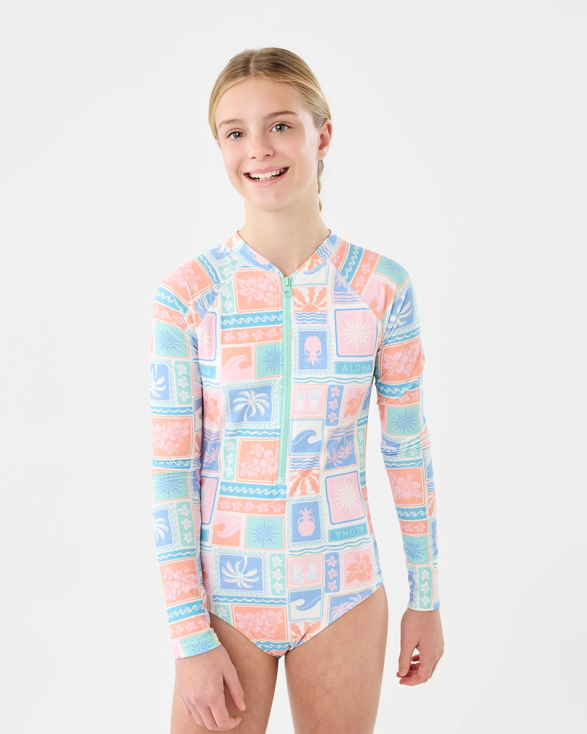 2 Long Sleeve All Over Print Quarter Zip Bather Surf Multi, 2 of 6