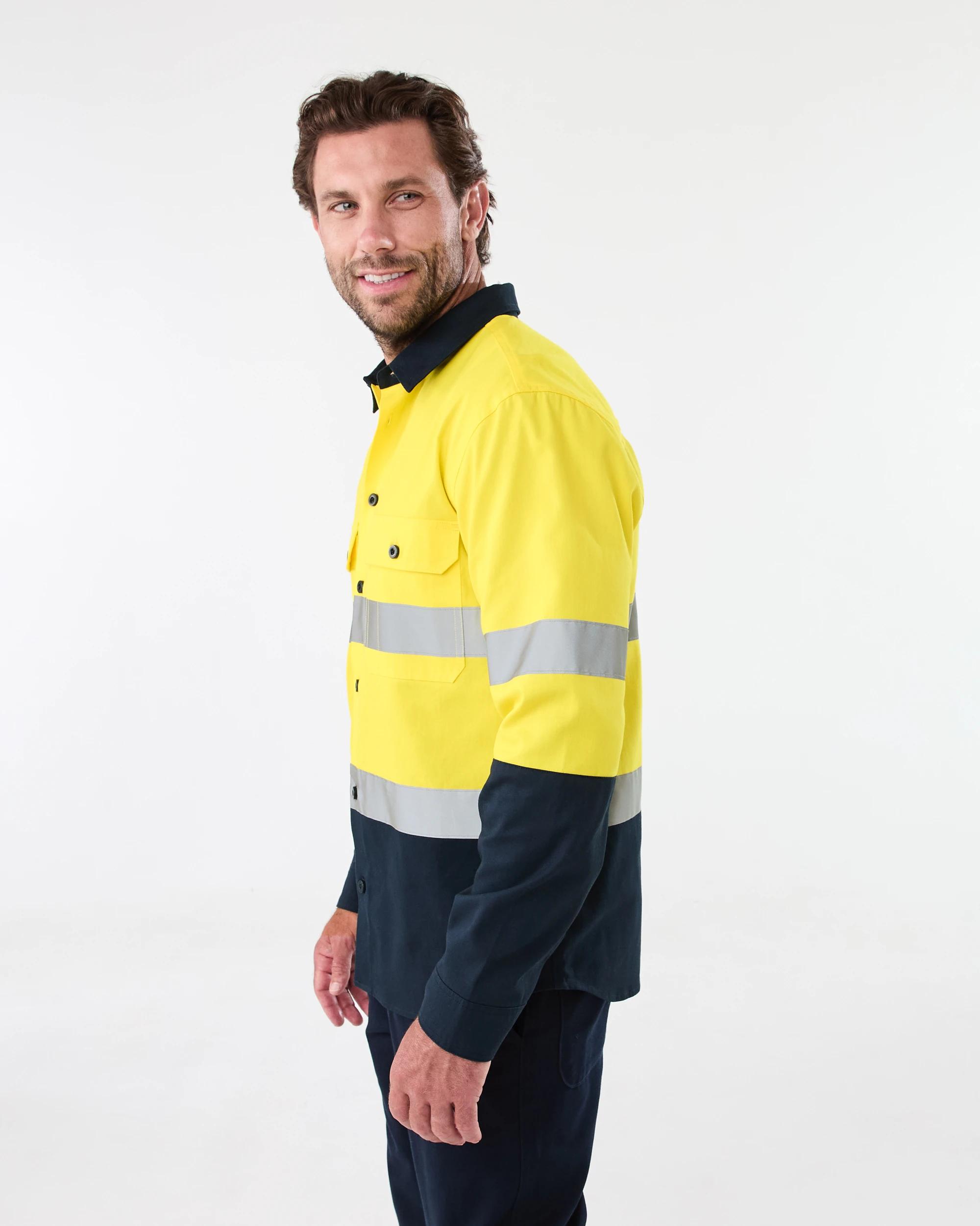 2 Workwear Hi-Visiblity Long Sleeve Reflective Shirt SAFETY YELLOW, 2 of 6