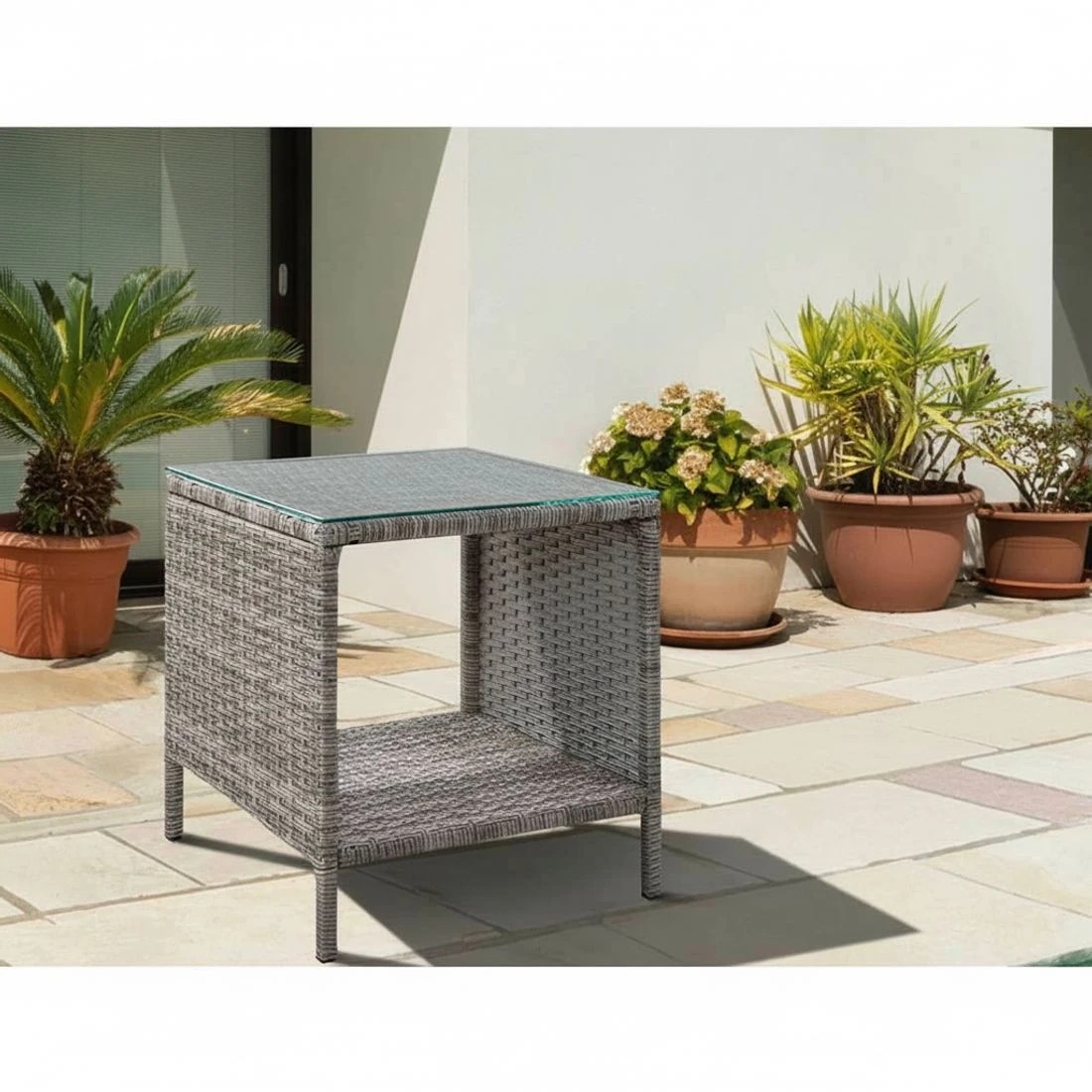 3 Gardeon Coffee Side Table Wicker Desk Rattan Outdoor Furniture Garden - Grey, 3 of 5
