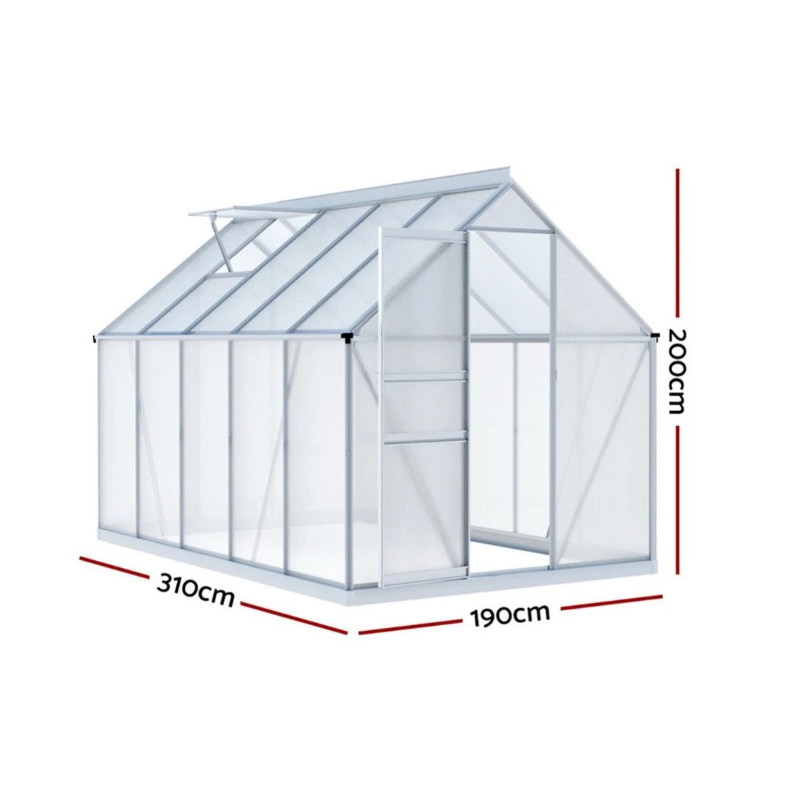 2 Green Fingers Greenhouse Aluminium Polycarbonate Premium Garden Storage Shed - Clear, 2 of 7