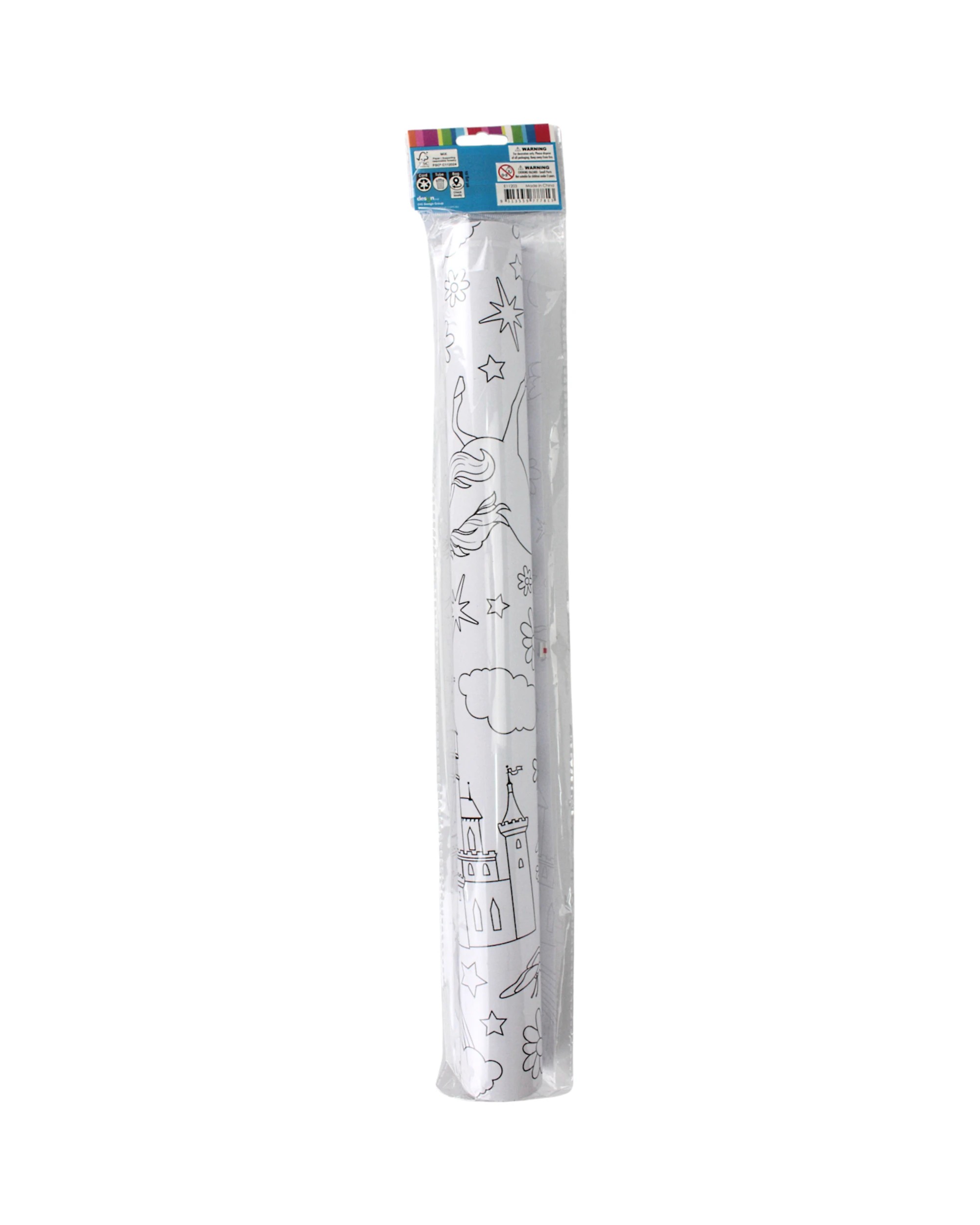 3 Artwrap Mystical Unicorn Colour In Paper Table Runner 1.8m - Black and White, 3 of 3