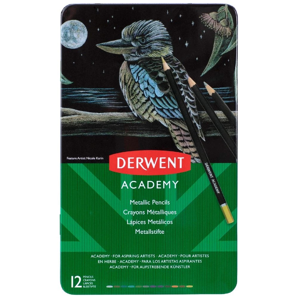 1 Derwent Academy Coloured Pencils Metallic 12 Pack, 1 of 2
