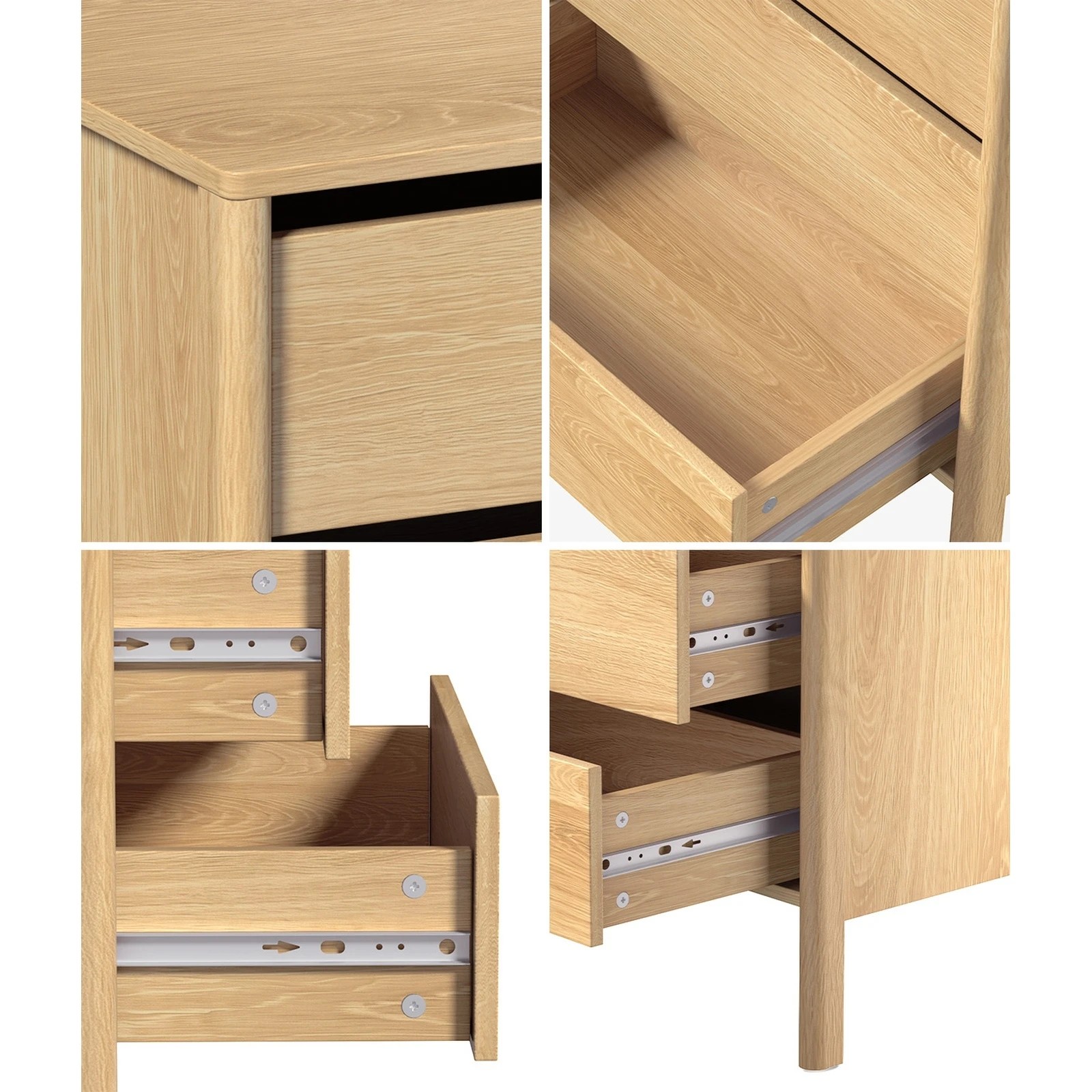 5 Oikiture 6 Chest Of Drawers Dresser Lowboy Storage Handle-Free Bedroom - Natural, 5 of 8