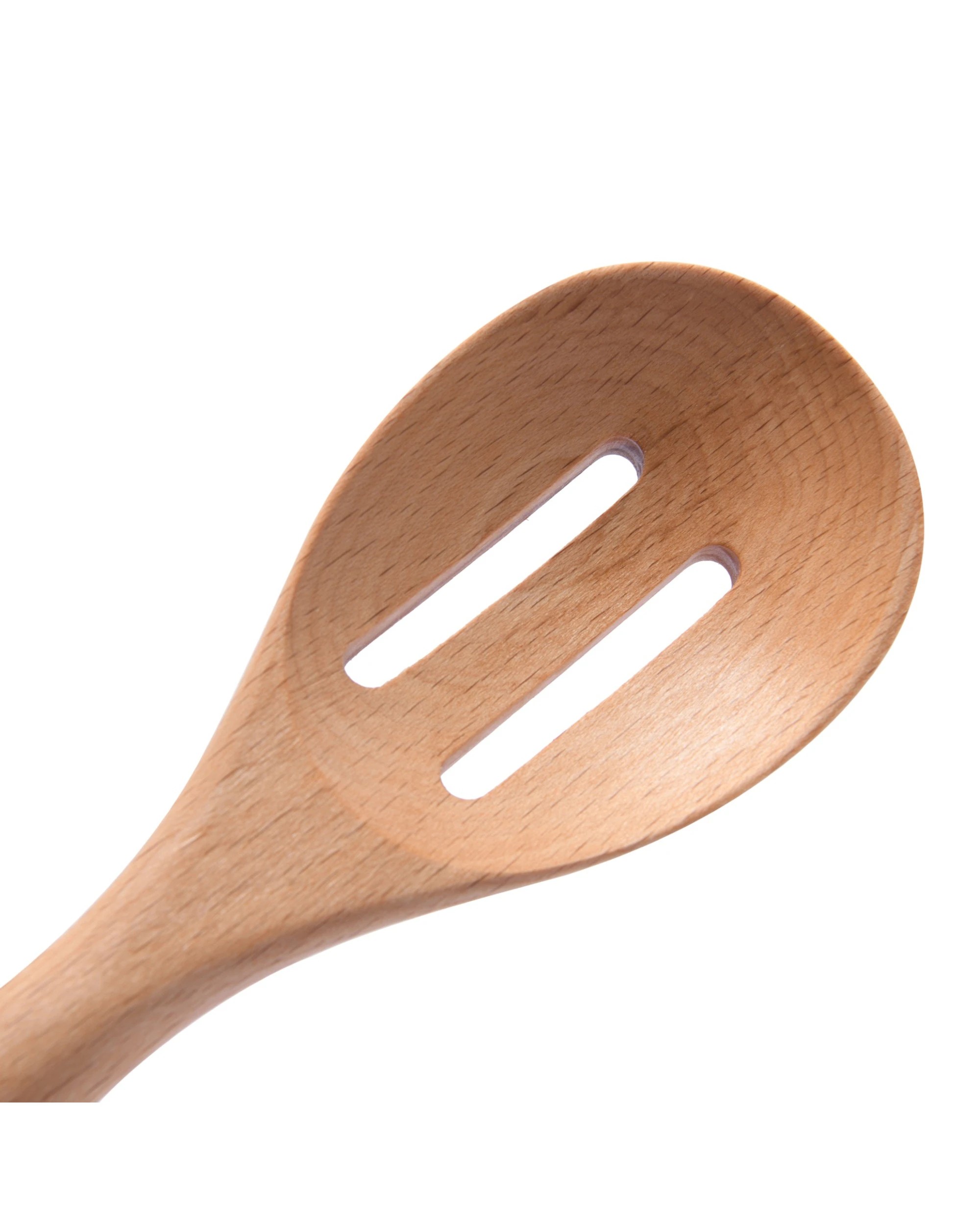 5 Gourmet Kitchen Rustic Beech Wood Slotted Spoon with Silicone Grip - Red, 5 of 8