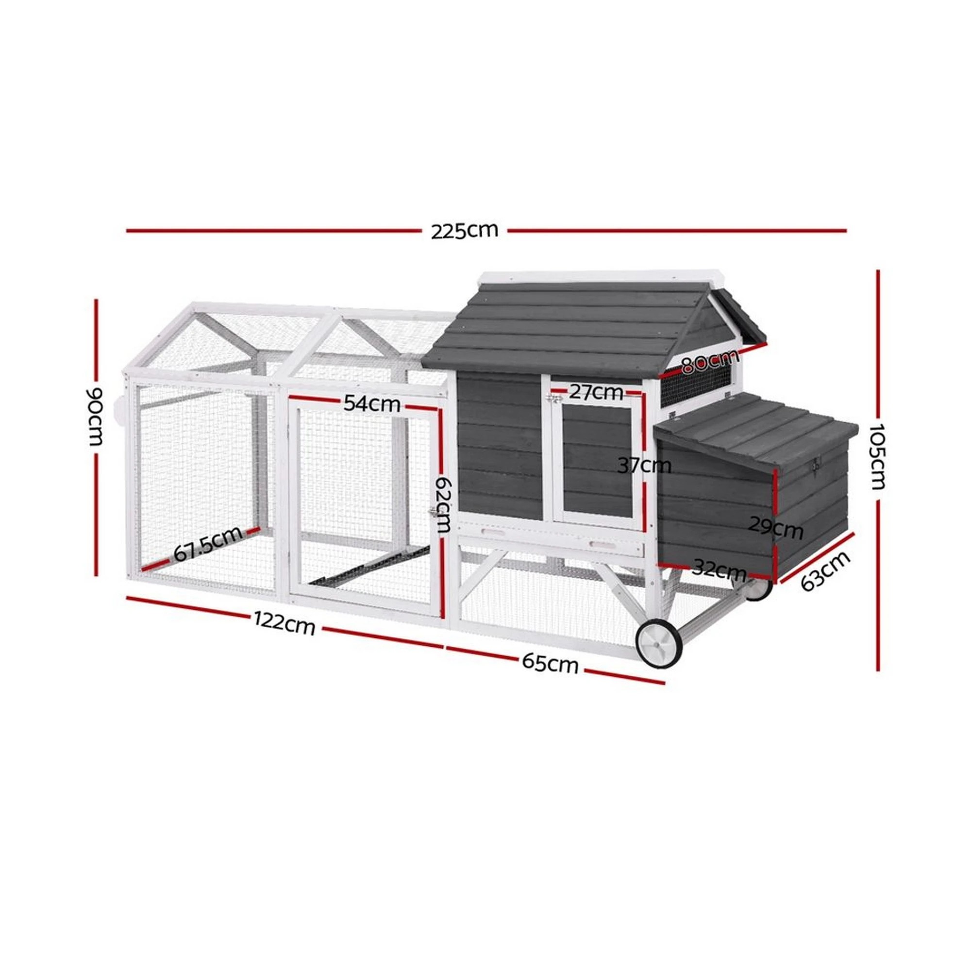 3 i.Pet Chicken Coop Rabbit Hutch Extra Large Wooden Run Bunny Cage House Outdoor - Multi, 3 of 7