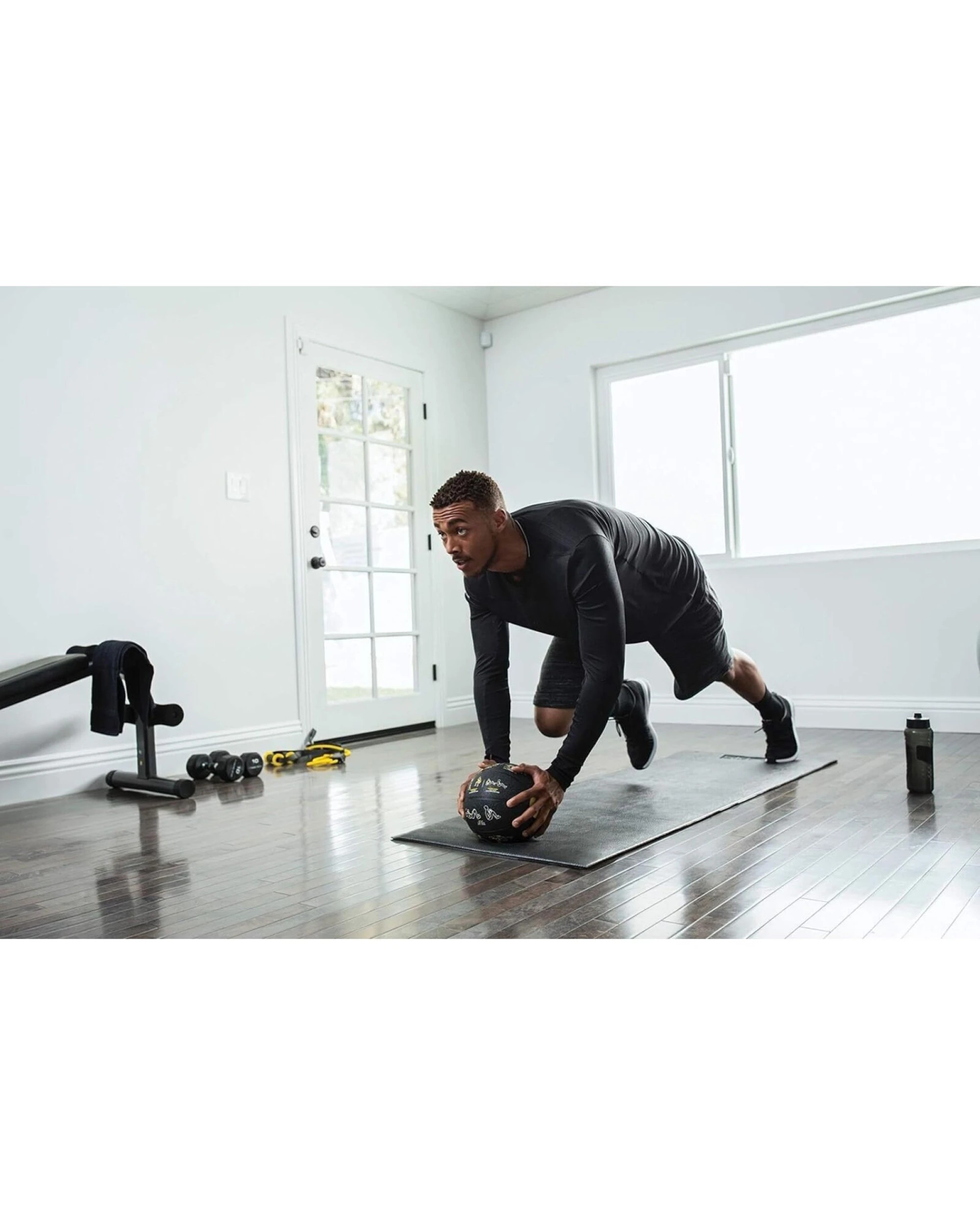 6 SKLZ Trainer Med Ball 8 lb Printed Exercises Strength Training EXOS Program - Black, 6 of 6