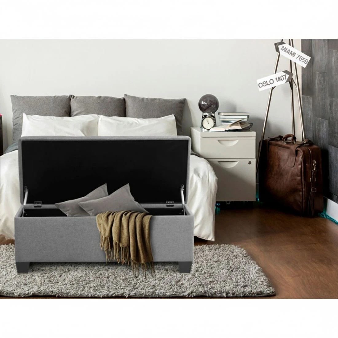 6 Artiss Storage Ottoman Blanket Box 97cm Light - Grey, 6 of 9