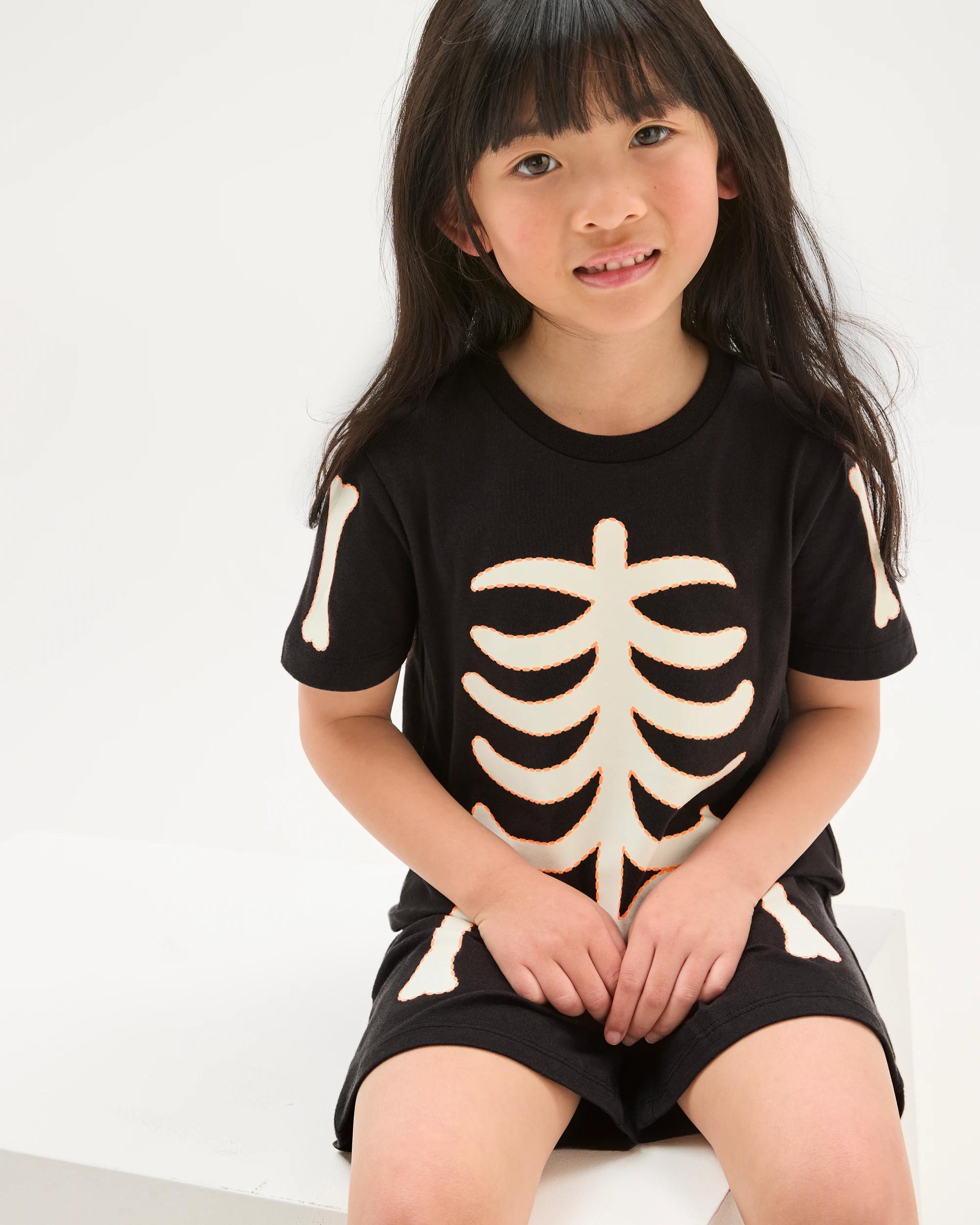 4 Target Kids Sibling Matching Organic Cotton Younger Kids Pyjama Set BLACK SKELETON, 4 of 10