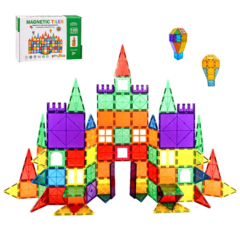 1 Playpals Kids Magnetic Tiles Blocks Building Educational Toys Child Gift 100PCS - Multi, 1 of 3