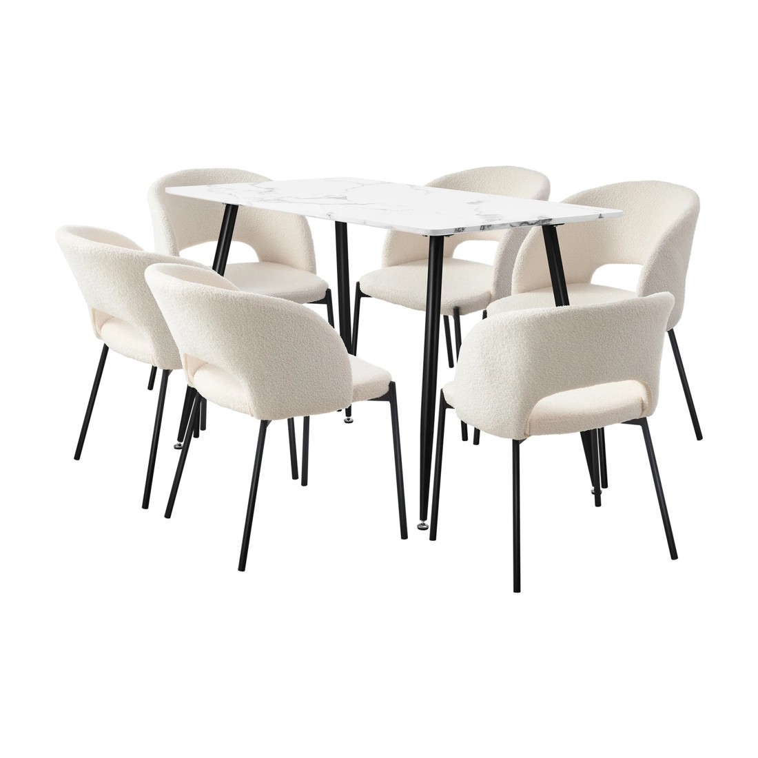 10 Oikiture 120cm Rectangle Dining Table With 6pcs Dining Chairs Sherpa
 - Multi, 10 of 10
