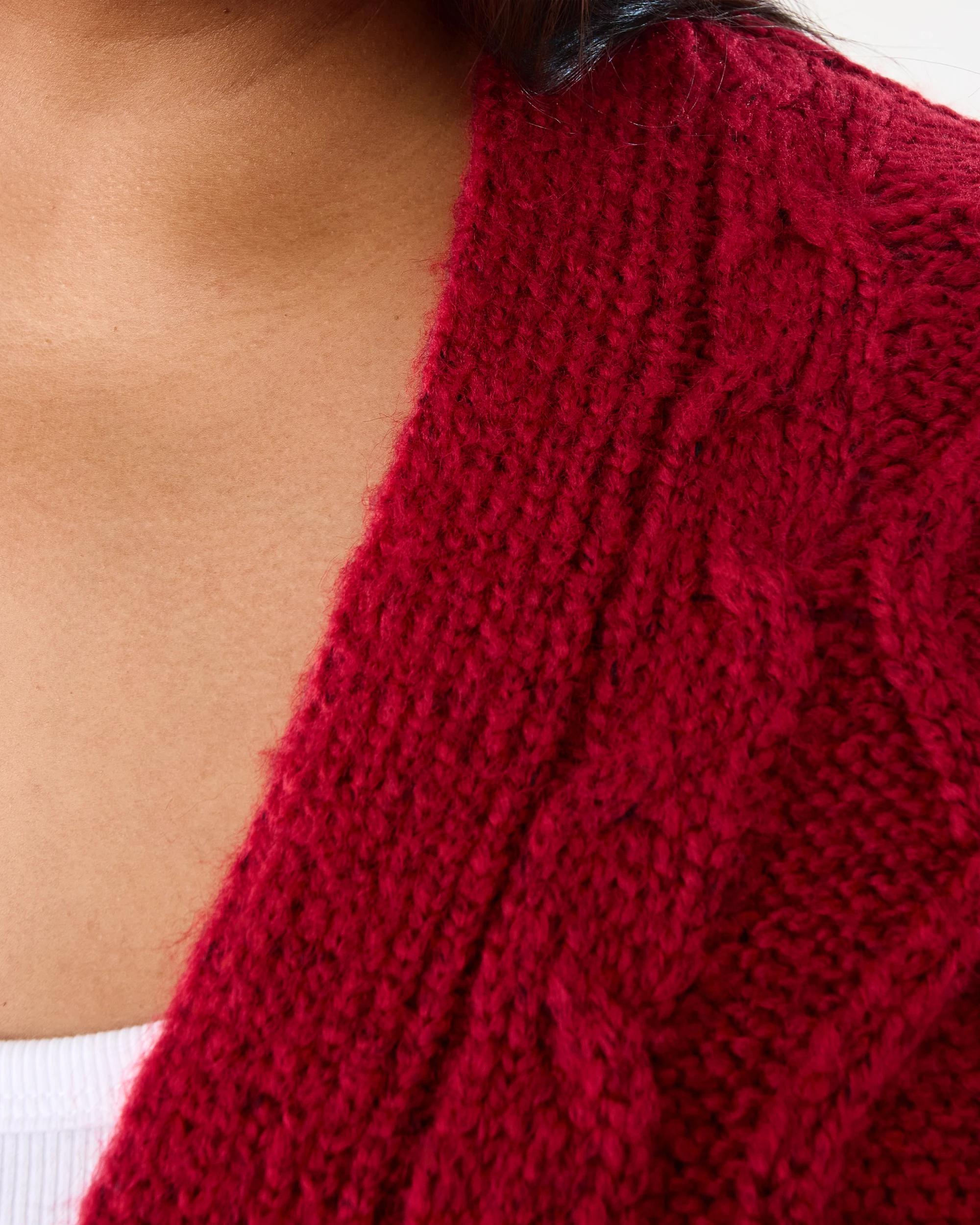 5 Curve Cable Knit Cardigan Spice Red, 5 of 8