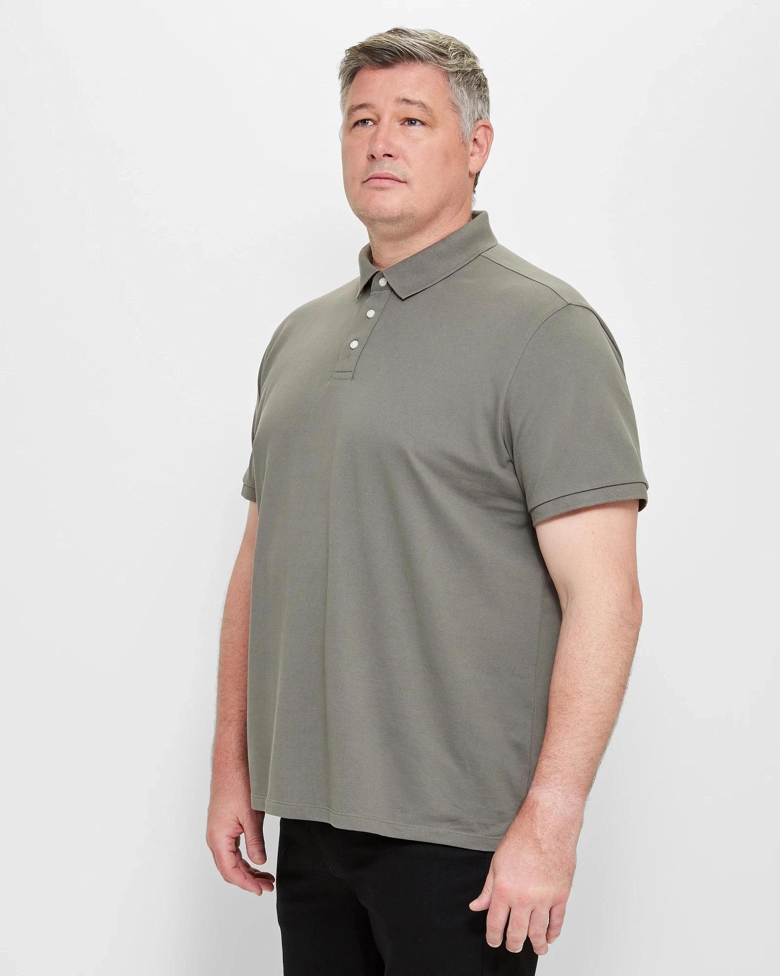 3 Target Man Plus Plus Size Pique Polo Top GUNMETAL, 3 of 5