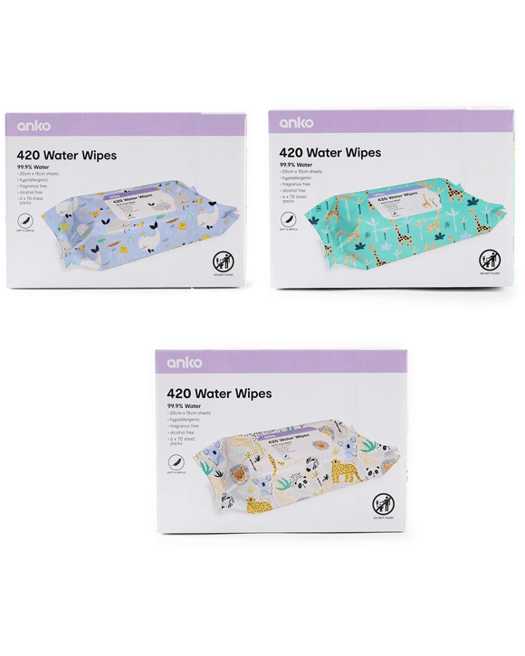 420 Pack Water Wipes - Assorted