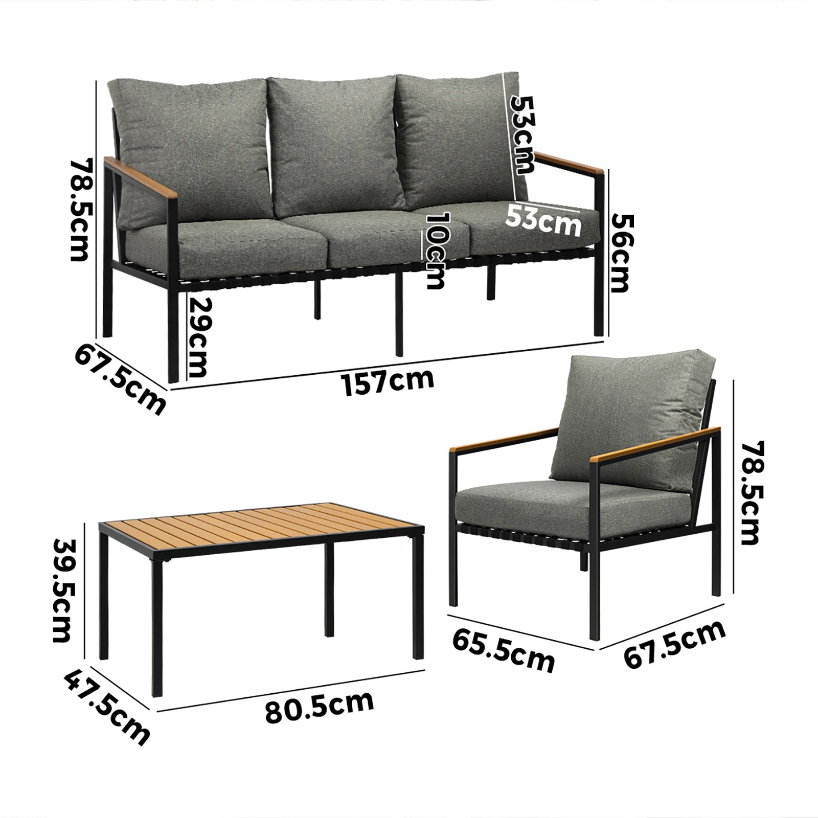 2 Livsip Outdoor Lounge Sofa Set Patio Furniture Dining Table Chairs
 - Black
 - Black, 2 of 9