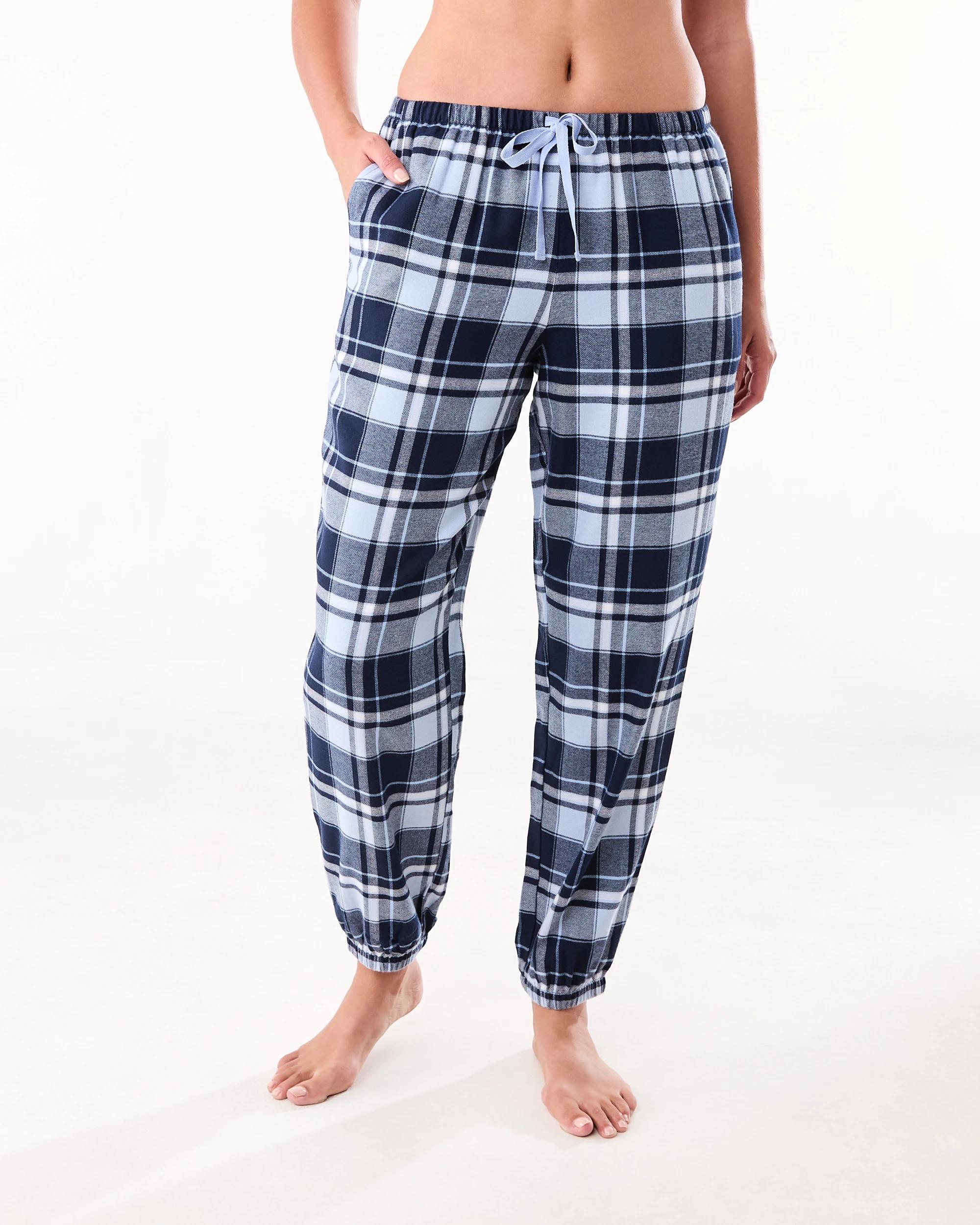 1 Cuffed Flannel Pants Navy Check, 1 of 6