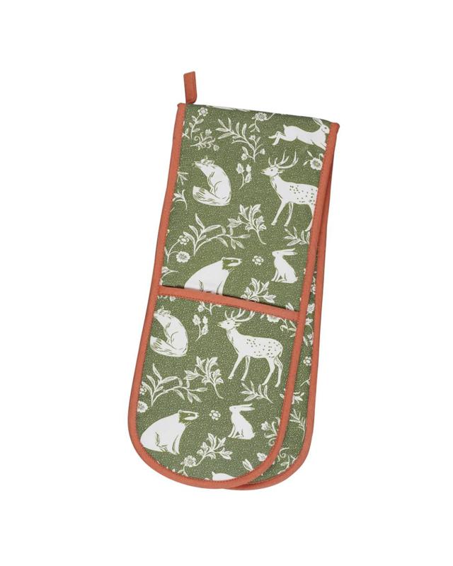 Ulster Weavers Double Oven Glove Forest Friends Sage  88 x 