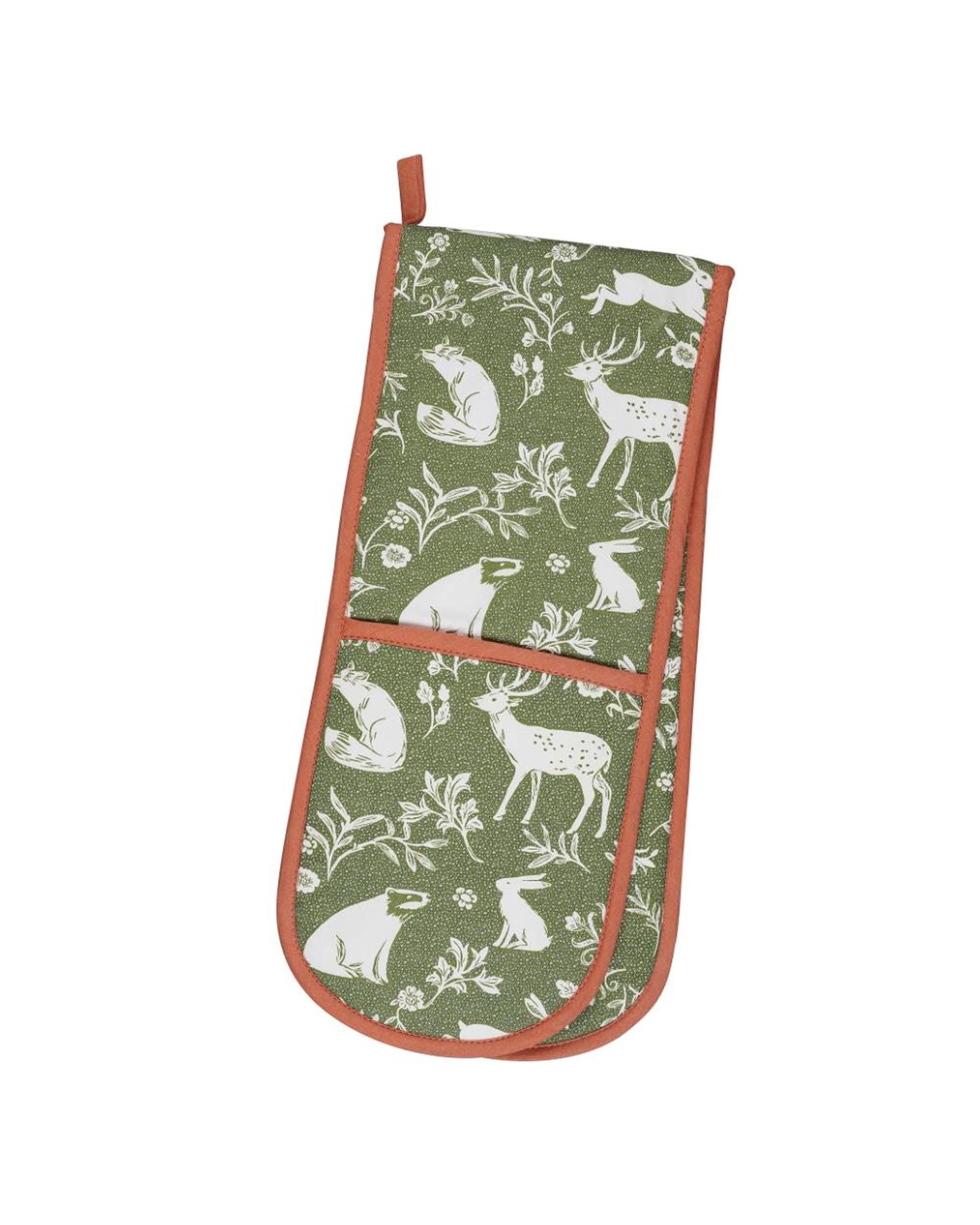 1 Ulster Weavers Double Oven Glove Forest Friends Sage  88 x 18cm, 1 of 3