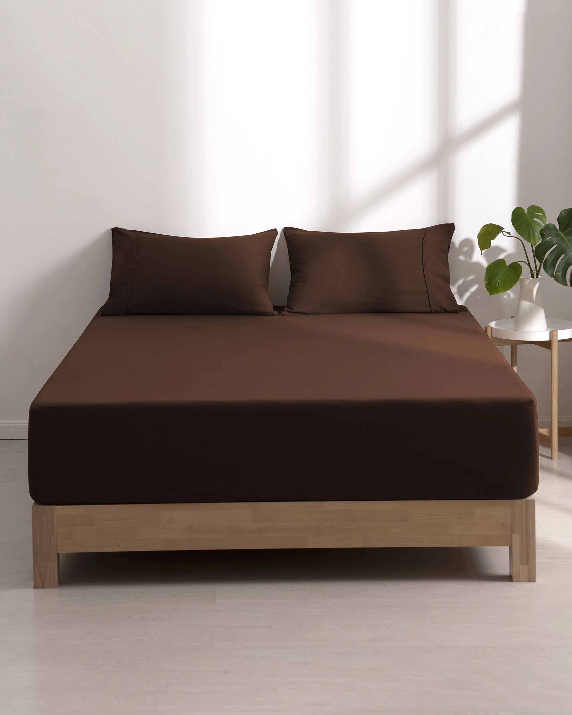 10 Dreamaker Superfine Washed Microfibre Combo Fitted Sheet Set - Queen Bed - Chocolate, 10 of 10