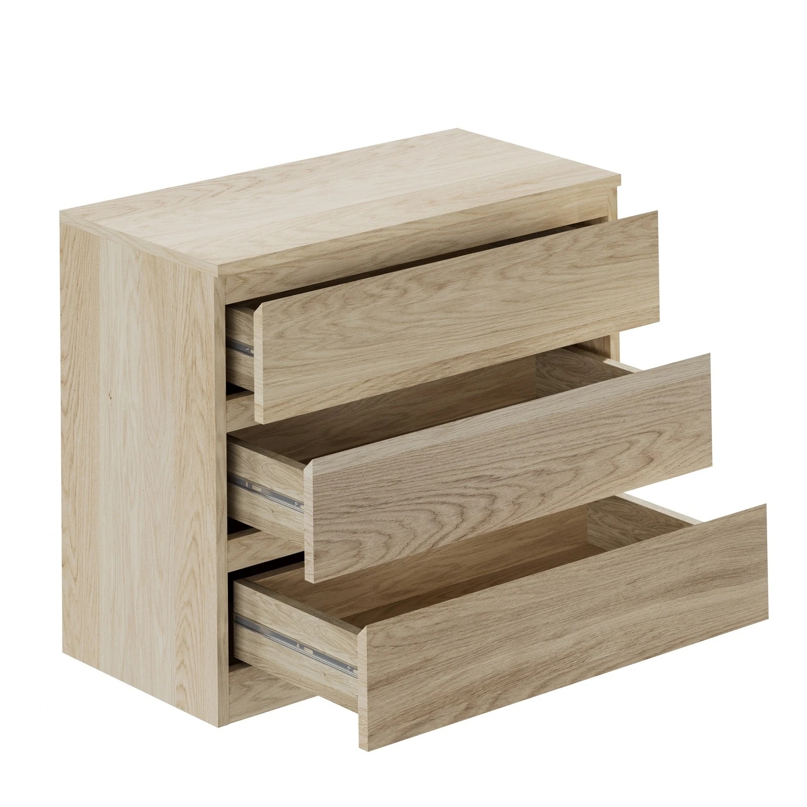 8 Oikiture 3 Chest Of Drawers Lowboy Dresser Table Storage Cabinet Bedroom
 - Natural, 8 of 10