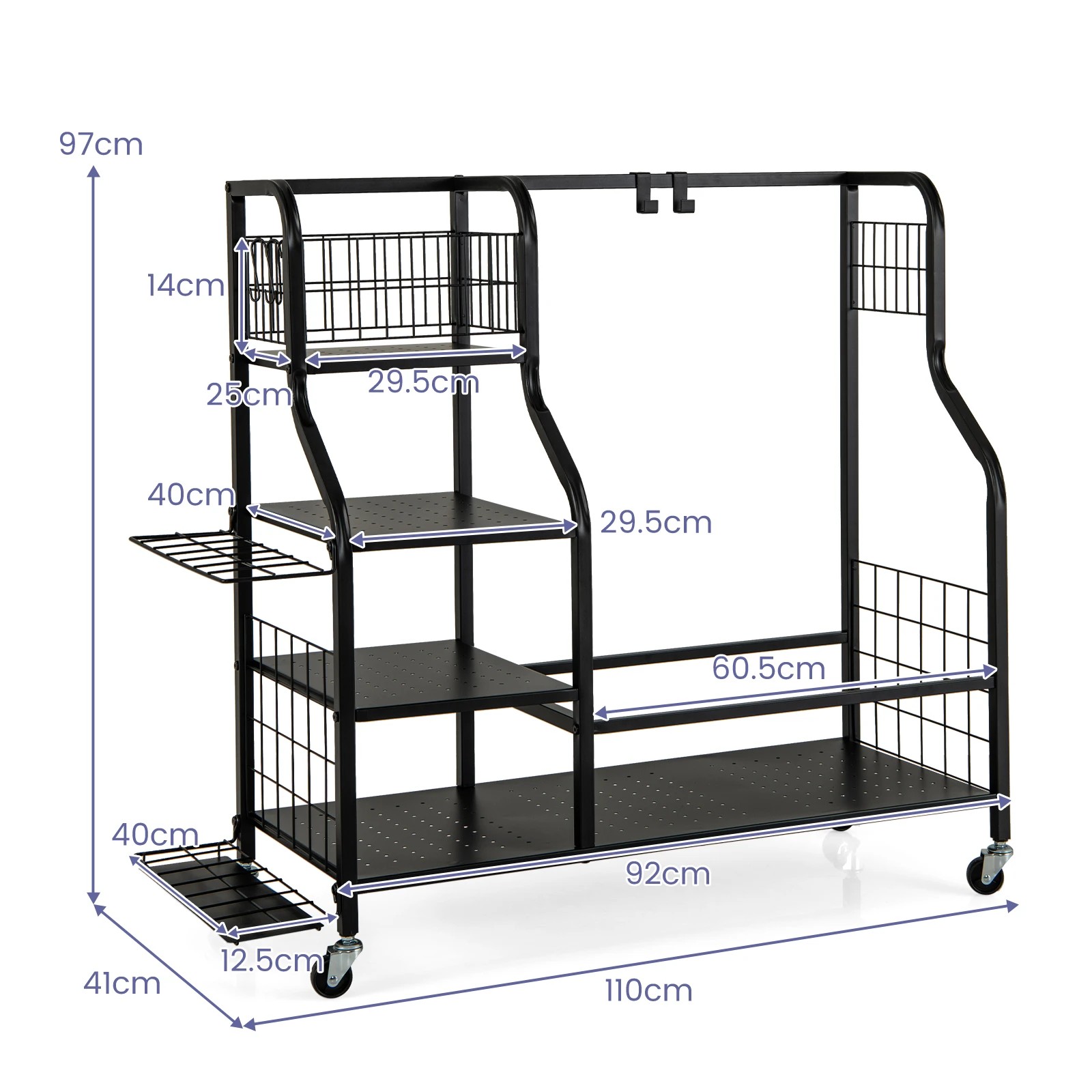 7 Costway Golf Bag Storage Garage Organizer Golf Bag Stand Golf Club Rack Holder w/Wheels, 7 of 7