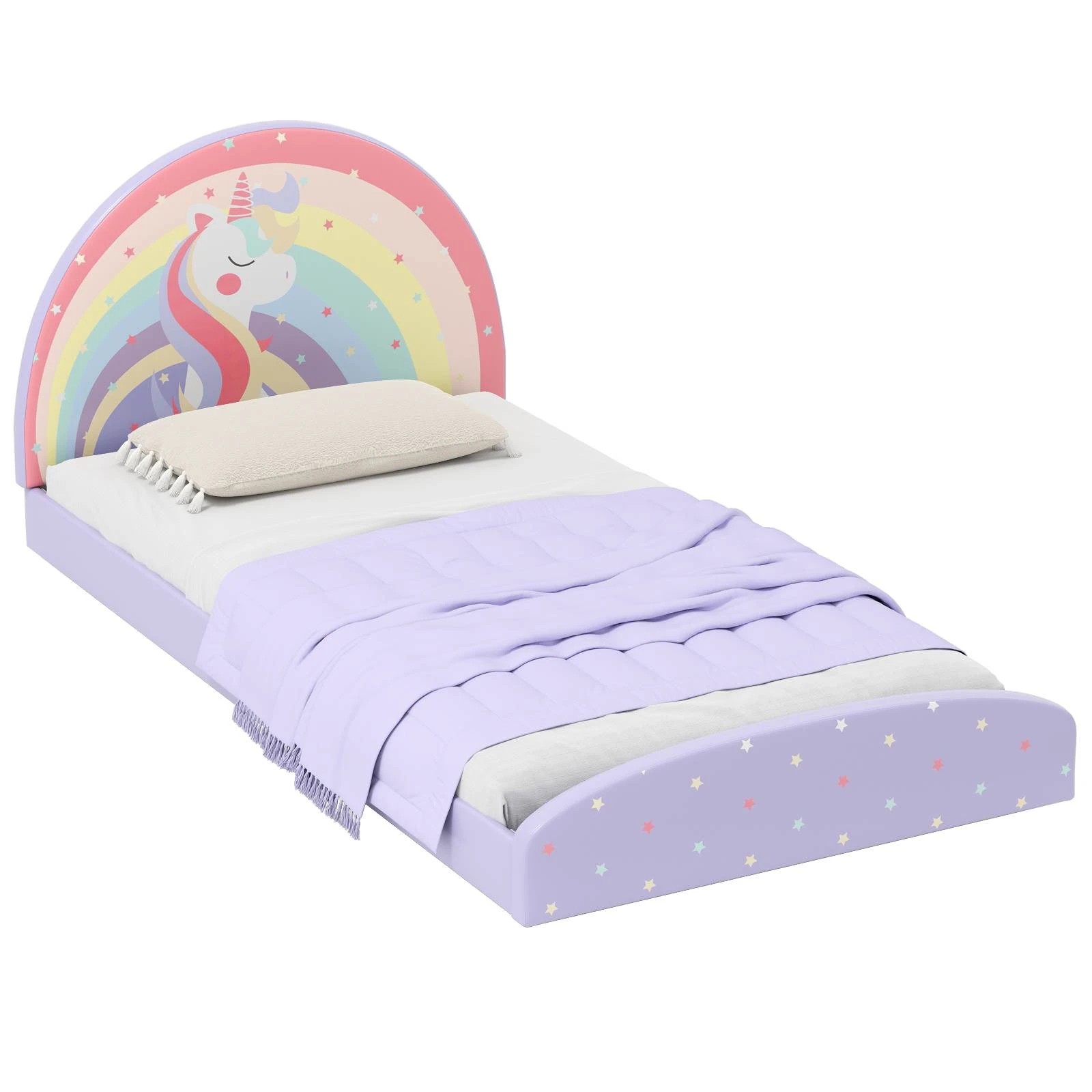 1 Costway Single Bed Frame Kids Floor Bed Unicorn Pattern, 1 of 1