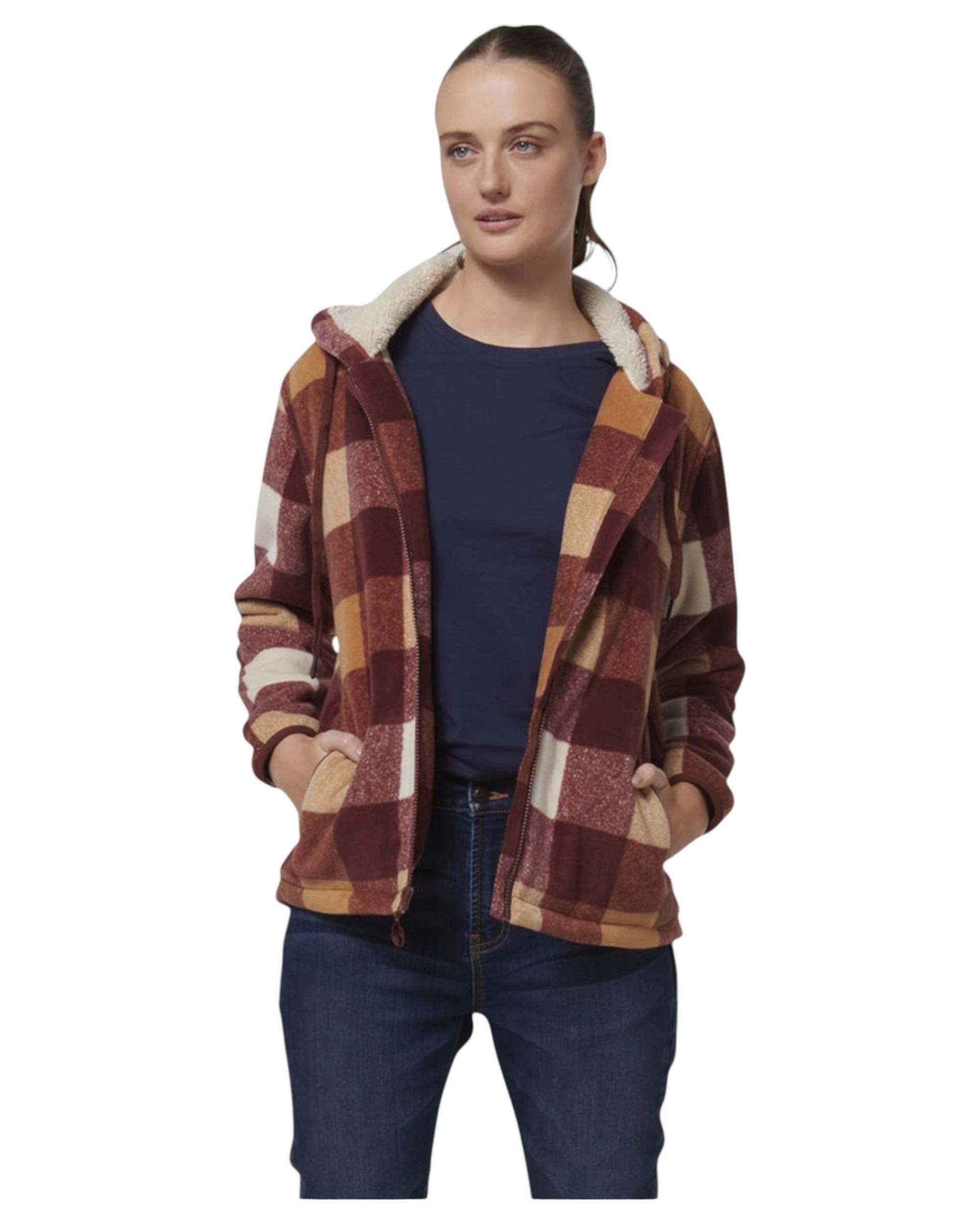 5 Hard Yakka Womens Check Zoodie Fleece Zip Up Hoodie Autumn AUTUMN, 5 of 10