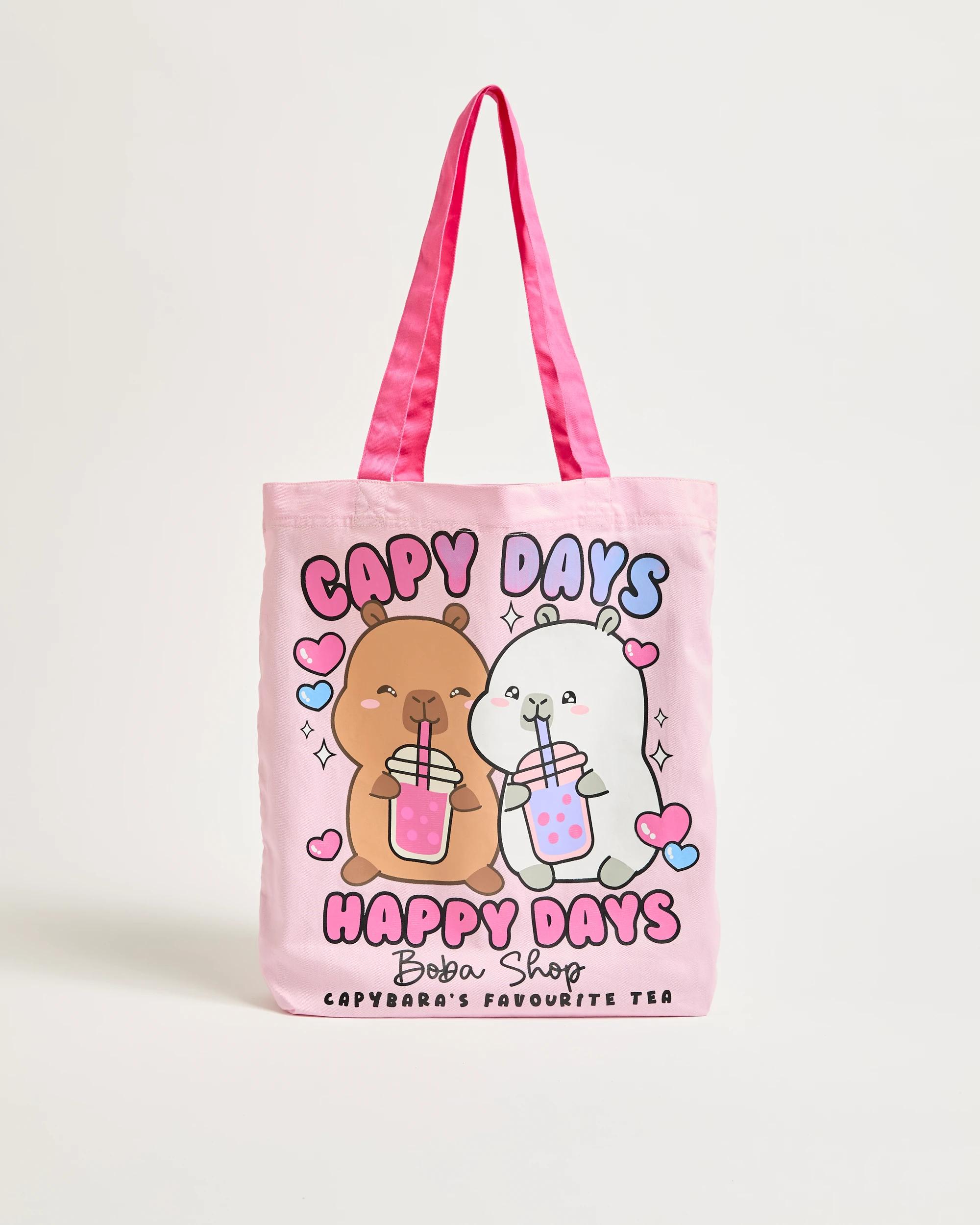 1 Licensed CapyFun Capybara Canvas Tote Bag PURPLE, 1 of 2