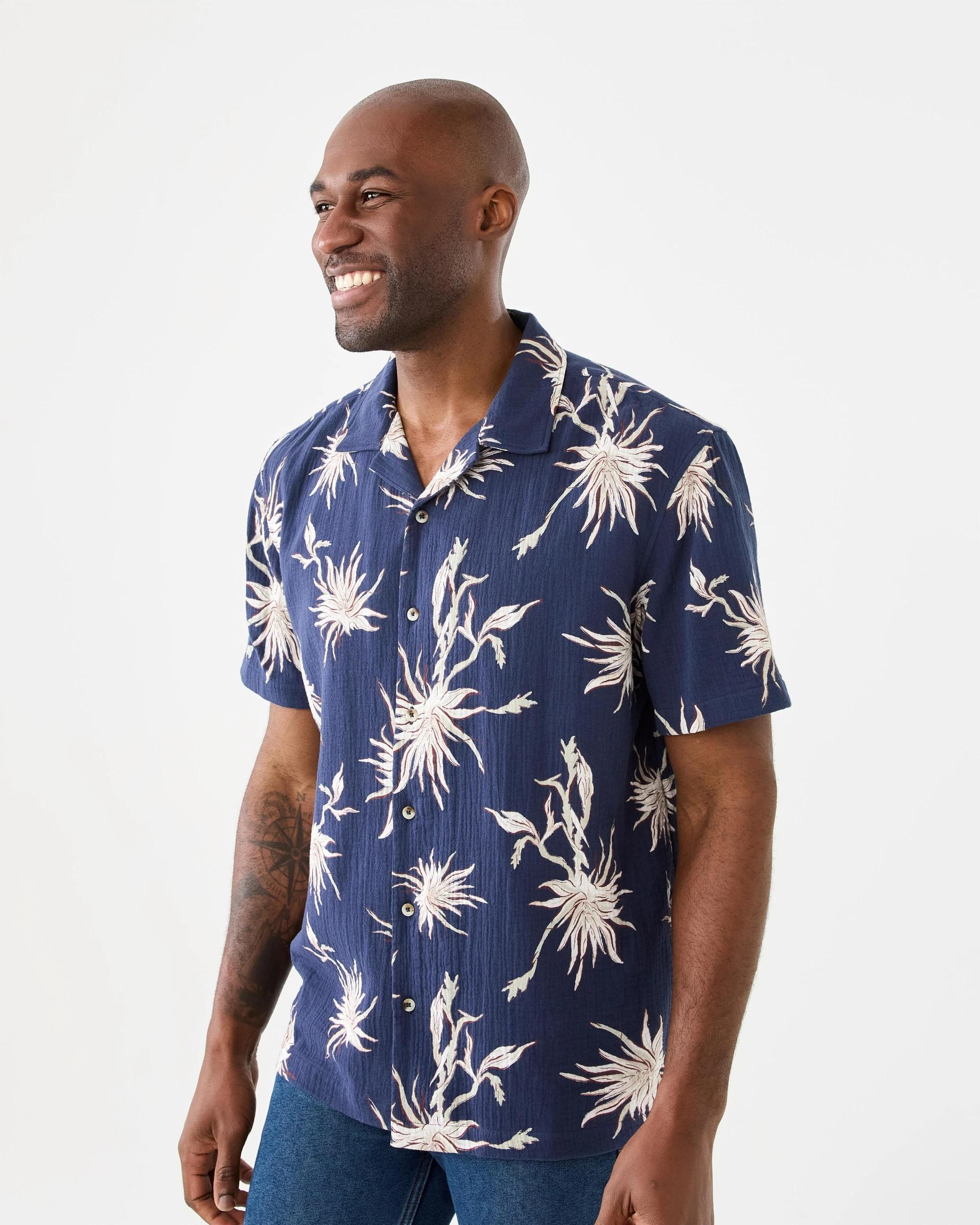 2 Short Sleeve Double Cloth Print Shirt Nvy Plts, 2 of 7
