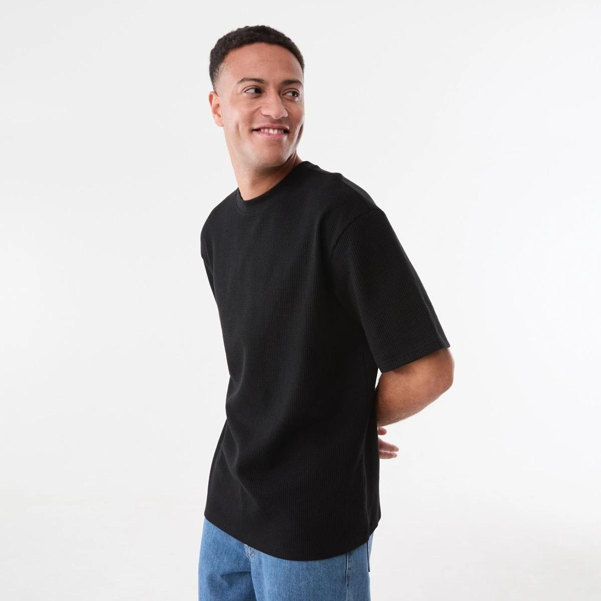 2 Oversized Waffle T-shirt BLACK, 2 of 5