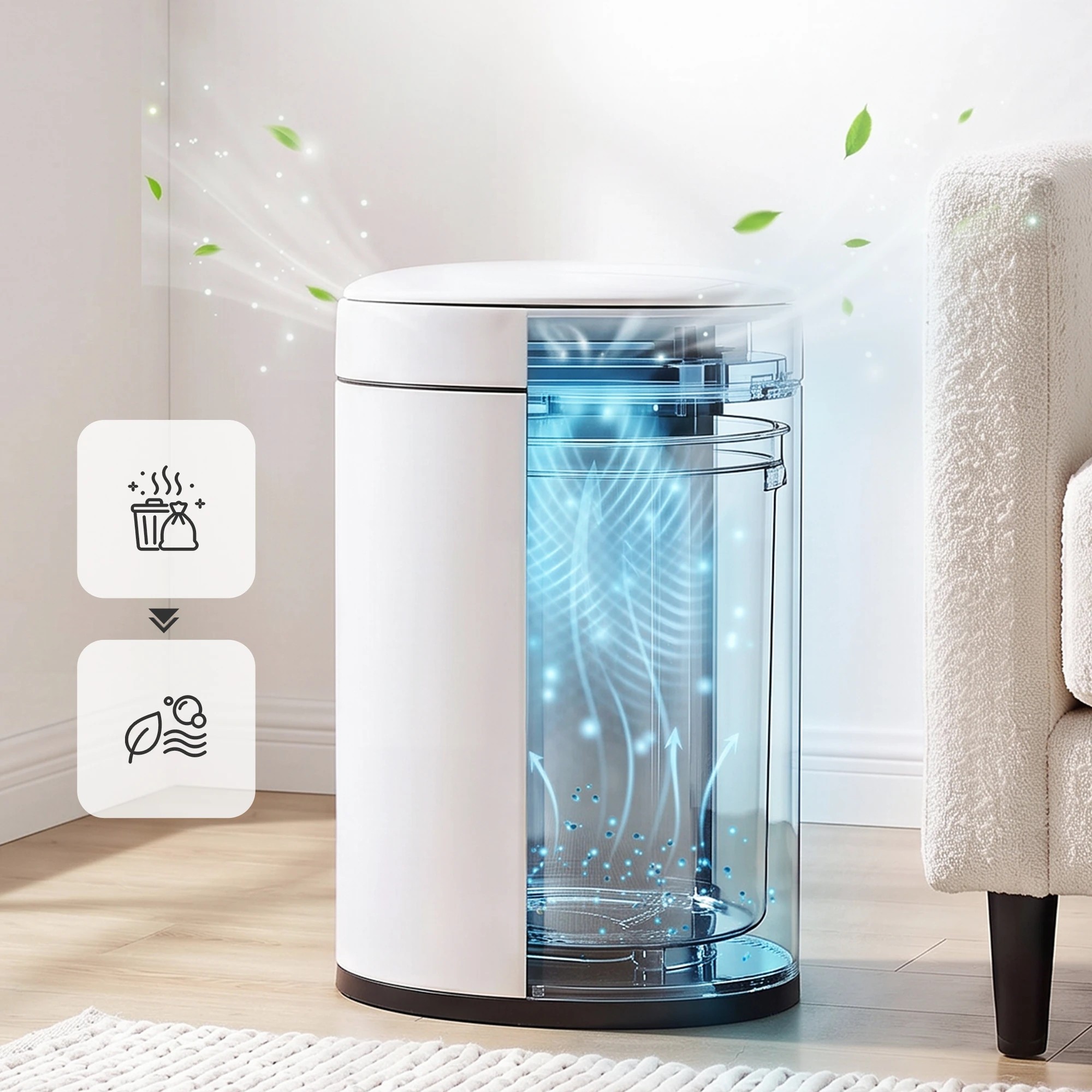 Devanti 20L Automatic Sensor Rubbish Bin Touchless Stainless Steel ...