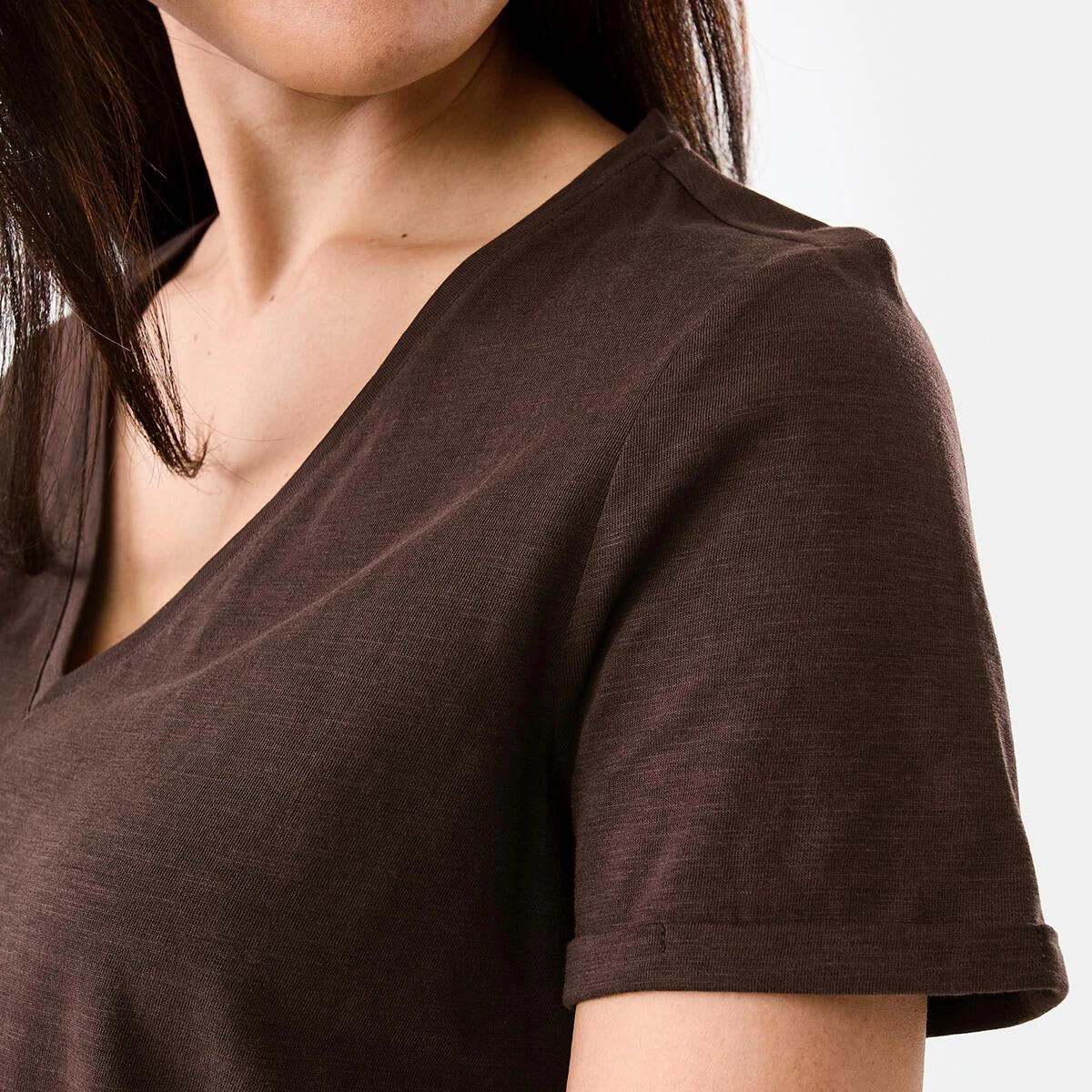 5 Short Sleeve Slub V-neck T-shirt Melt Brown, 5 of 5