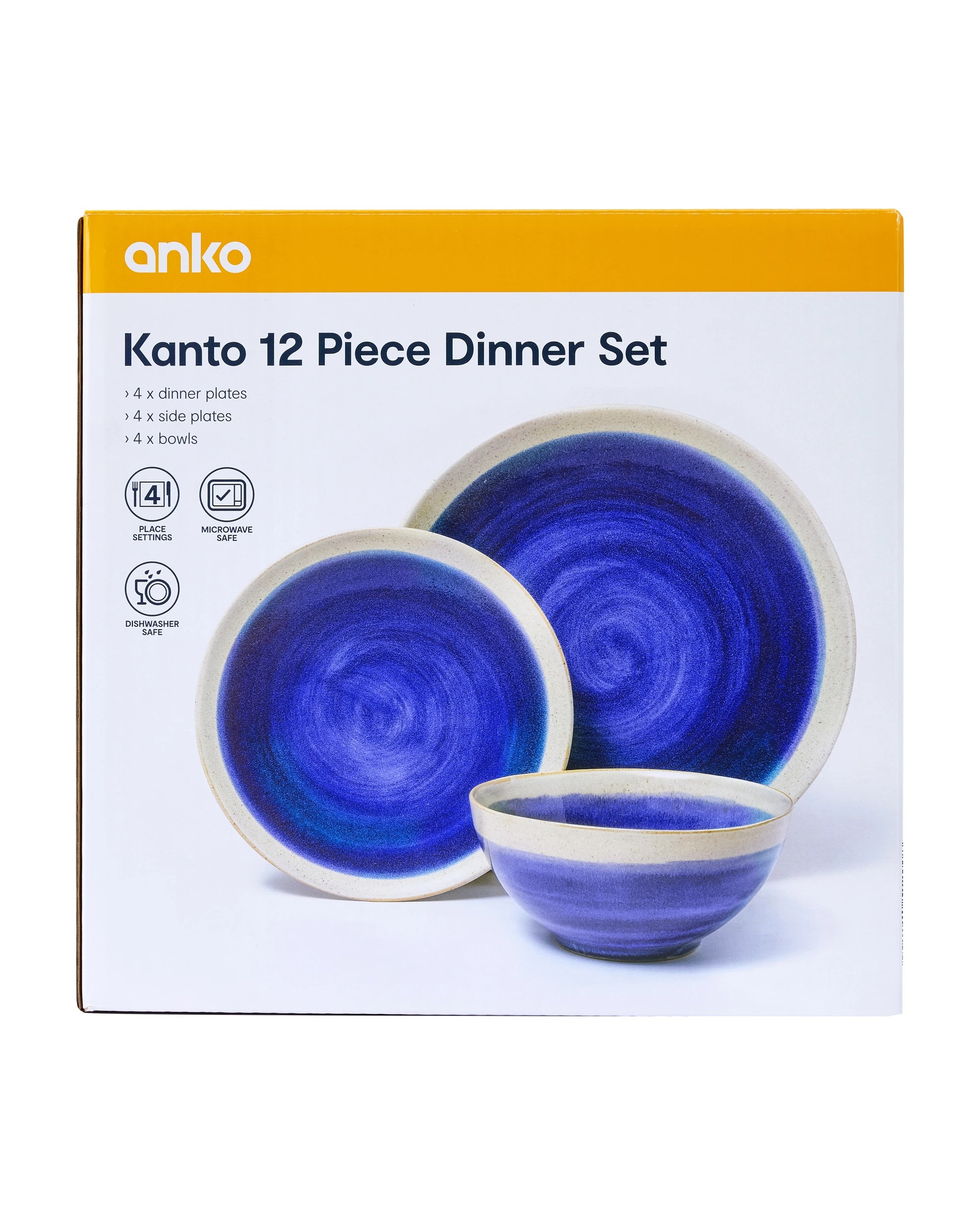 7 Kanto 12 Piece Blue Dinner Set, 7 of 7
