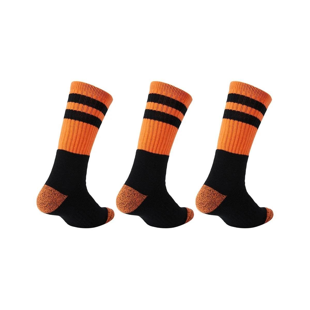 2 3 Pack Heavy Duty Work Socks BLACK ORANGE, 2 of 3