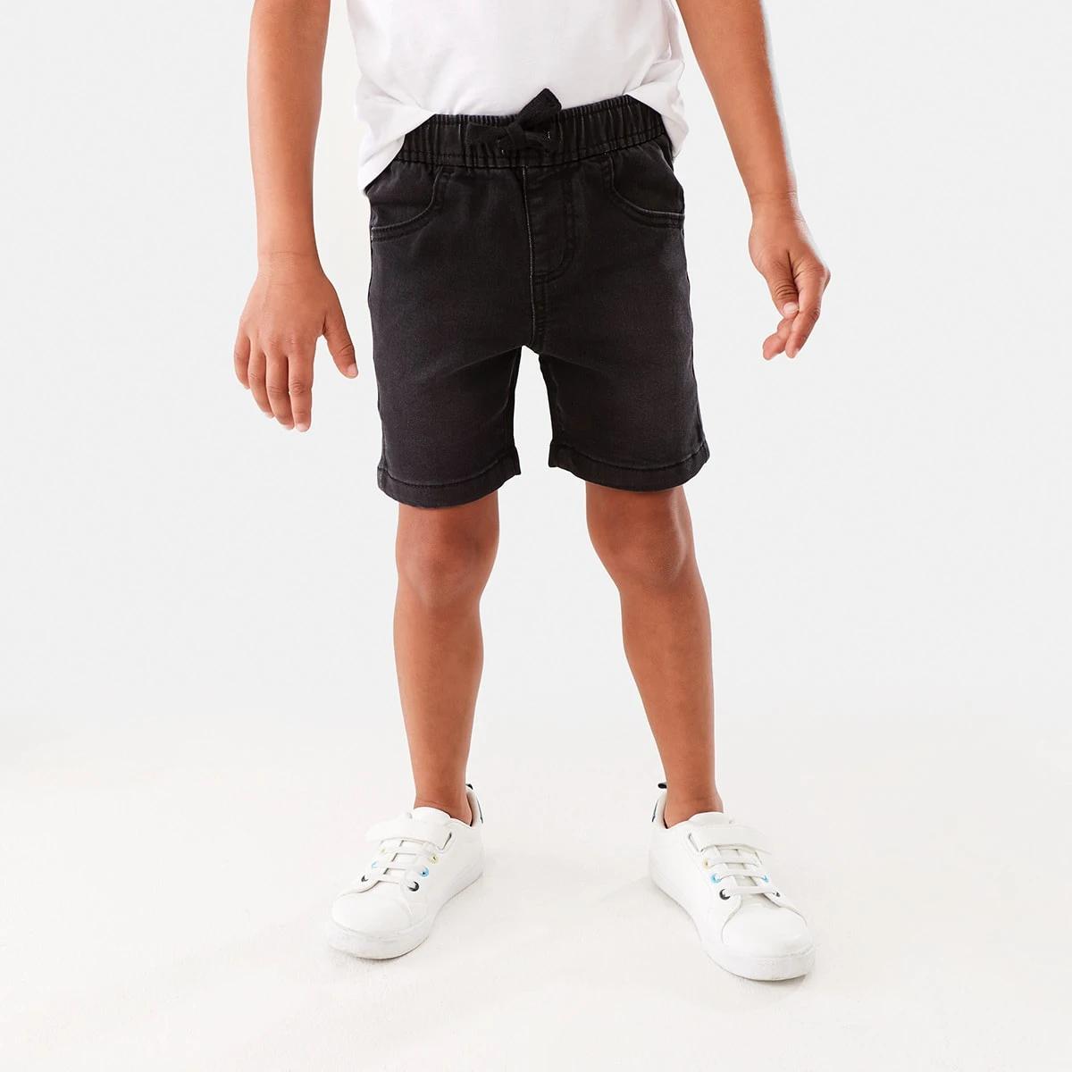 1 Knit Denim Shorts Black Wash, 1 of 7
